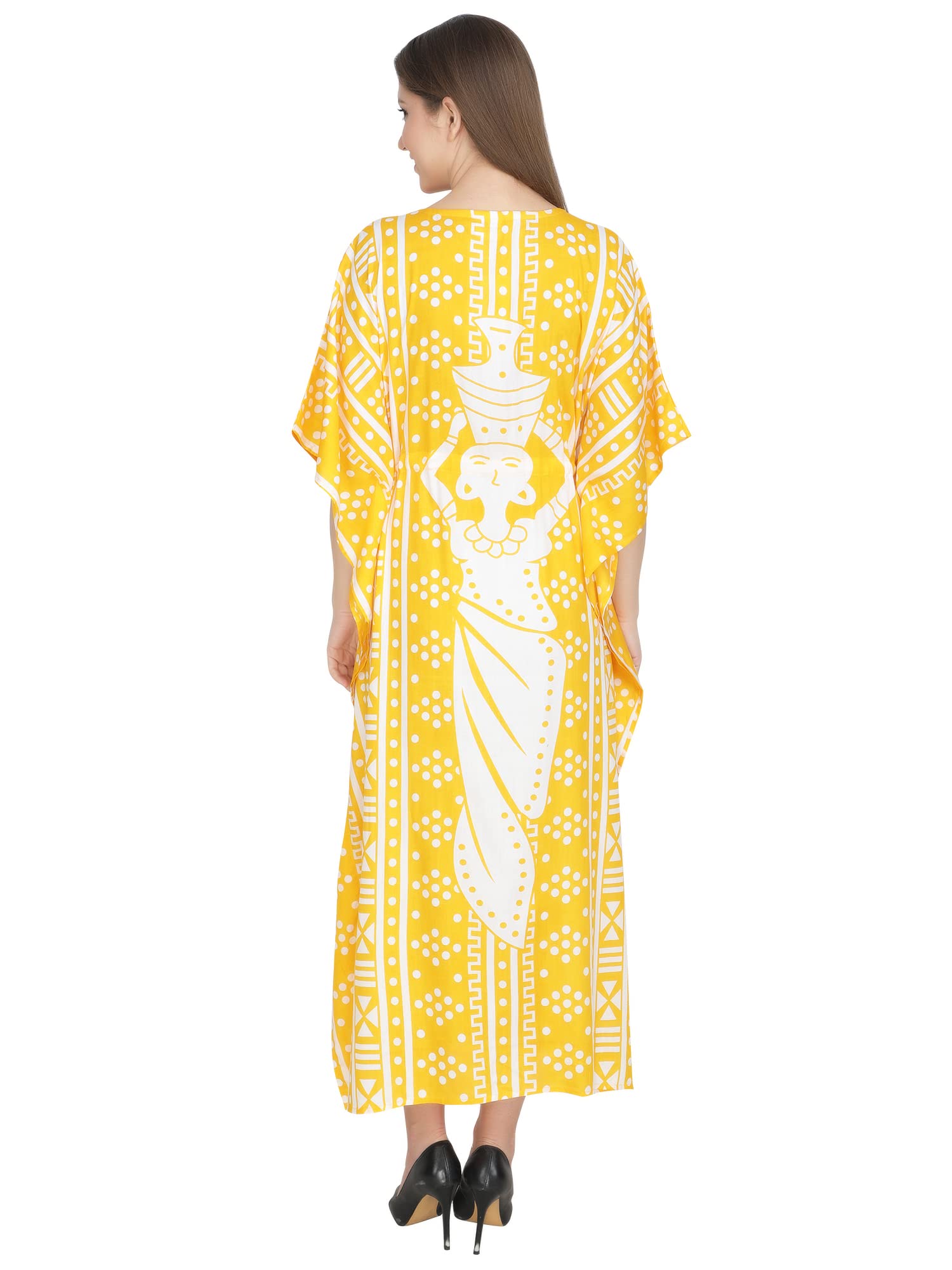 Ukal Kaftan - Vestido largo tipo kimono de verano para mujer, salida de baño de playa, caftán, ropa de dormir de viscosa, bata de noche con cuello en V