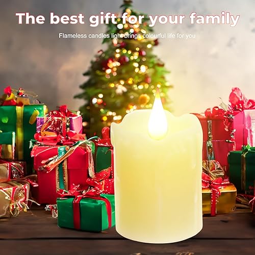 Miniatura 4 de 6 velas LED de cera real recargables sin llama, color blanco cálido, control remoto, 2 pulgadas de profundidad x 4 pulgadas de alto, brillo