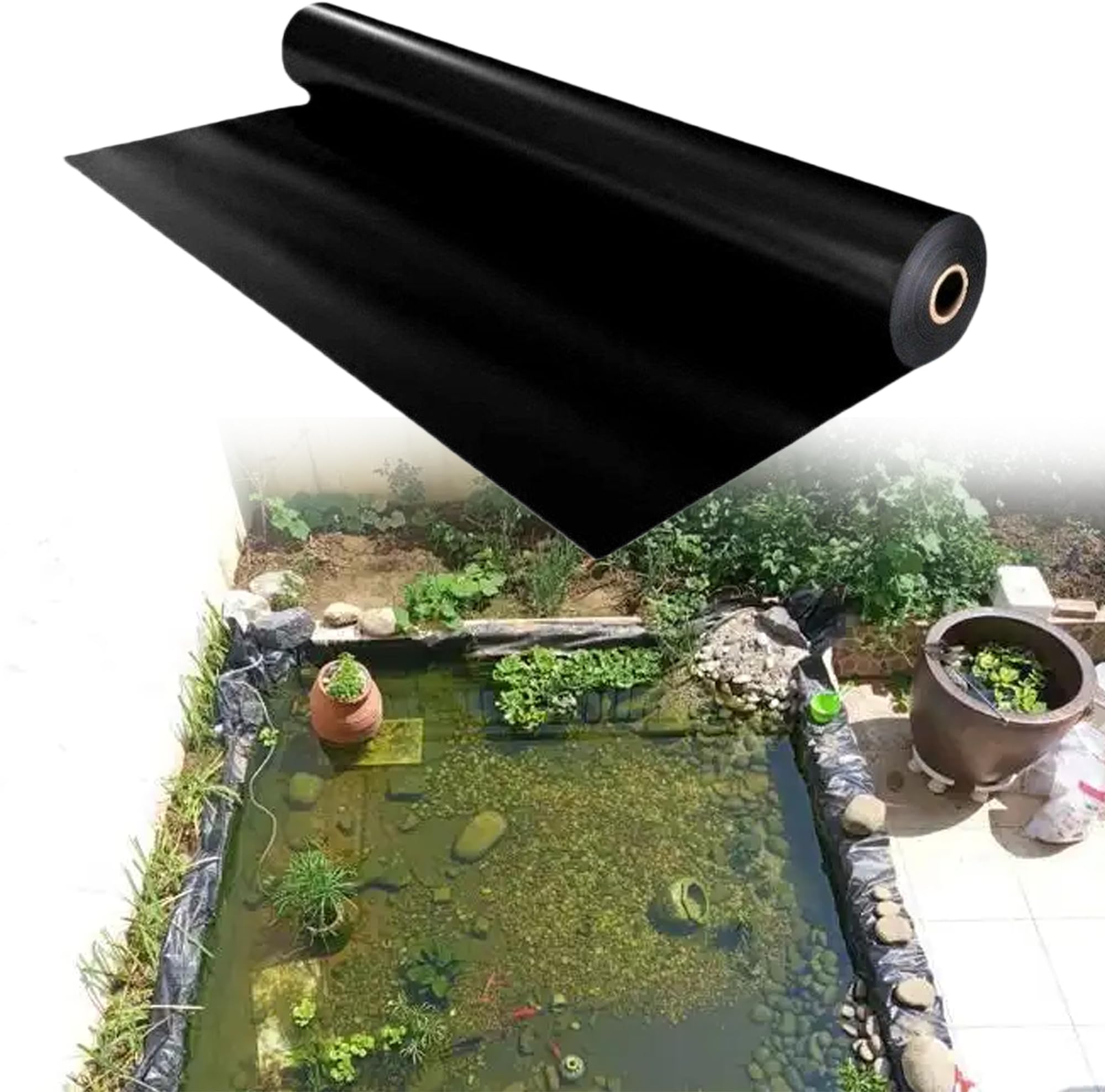 Bâche bassin extérieur 400x2250 cm noir en PVC durable pour grand aménagement de jardin