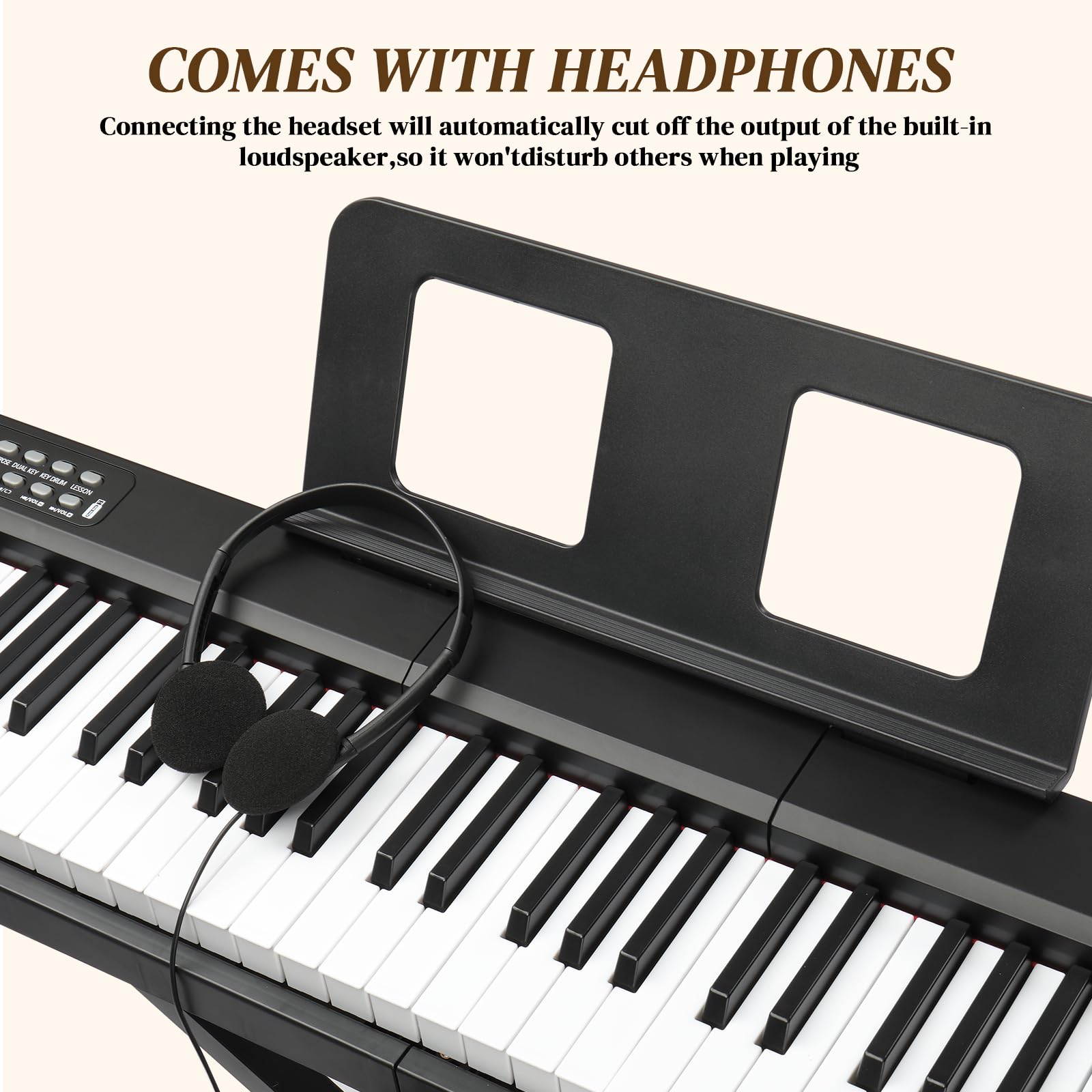 Bonnlo GPP-101 88-Tasten Digitalpiano mit Semi-Gewichteten Tasten, Bluetooth (Audio & MIDI), 150 Demo-Songs, 1000 Rhythmen & Klangfarben, Sustain Pedal, Kopfhörer, LED Display und USB-MIDI, Schwarz