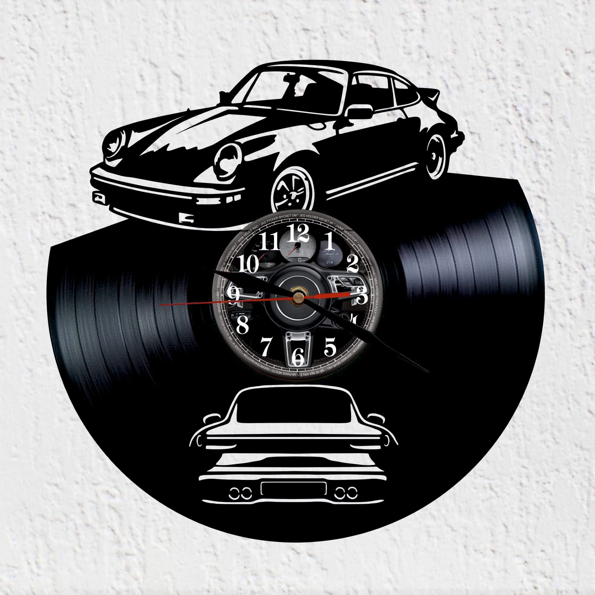 Zegar Ścienny Dysk Vinyl Sylwetka Samochodowy Luksusowy Sport