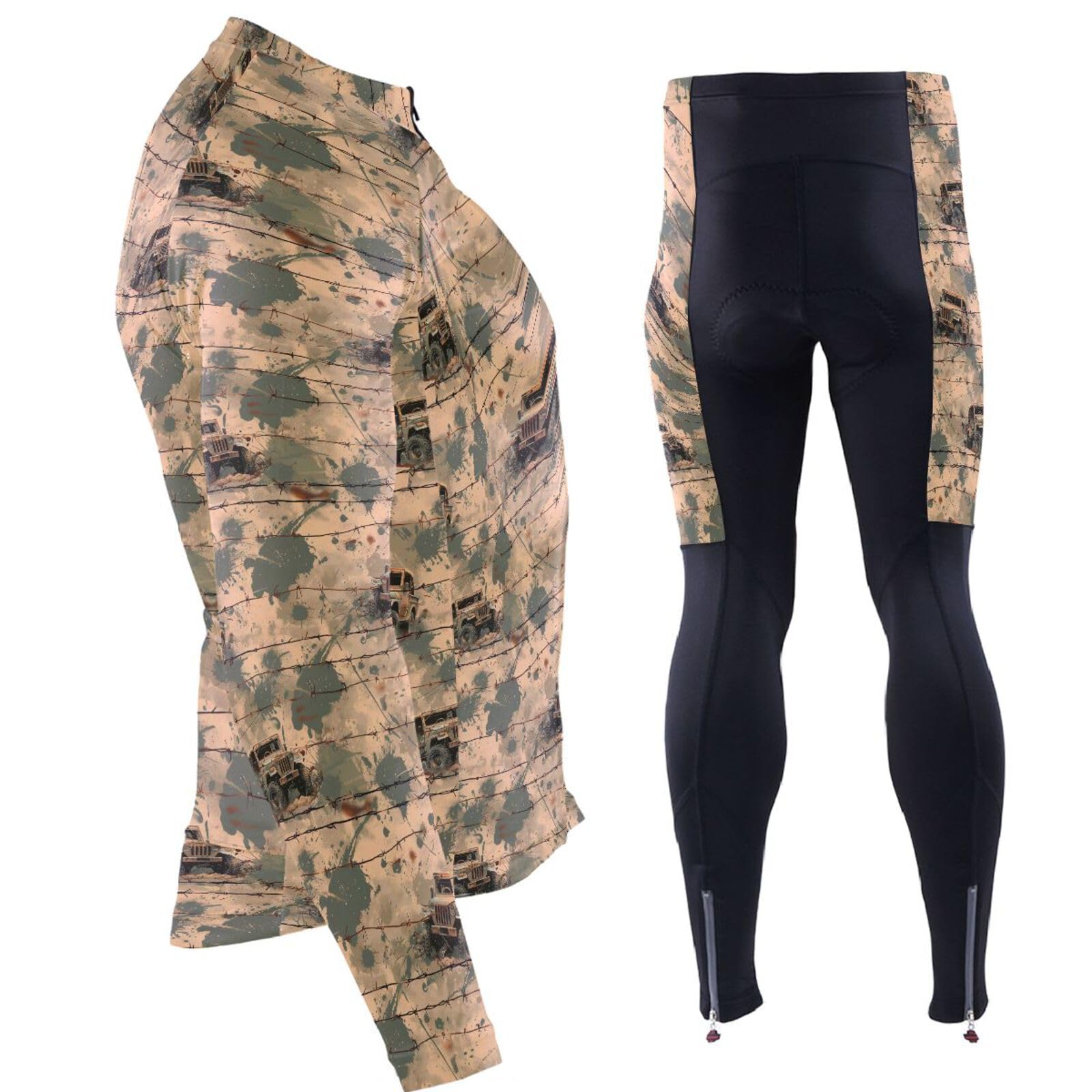 Herren-Radtrikot mit Taschen, schnelltrocknend, langärmelig, 3D-gepolstert