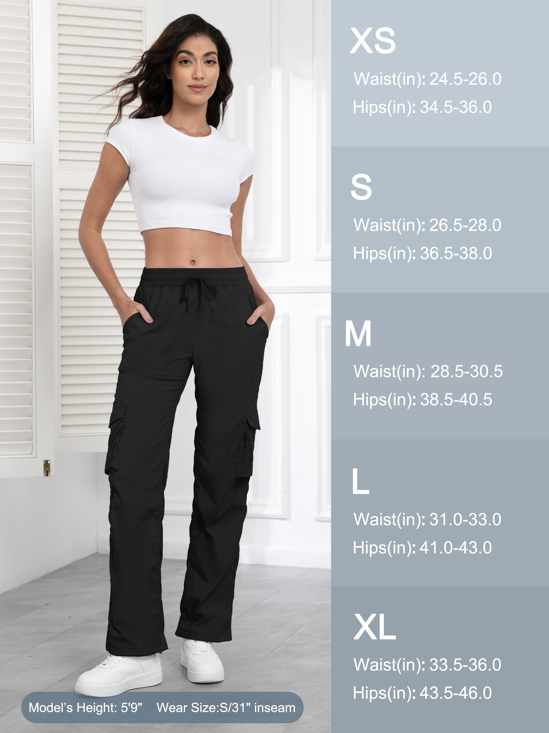 Tapata Leichte Cargo-Tanzstudio-Hose für Damen, 71cm/ 79cm/ 86cm, Innenbeinlänge, leicht, gerafft, gerades Bein, Trainingshose, Sporthose