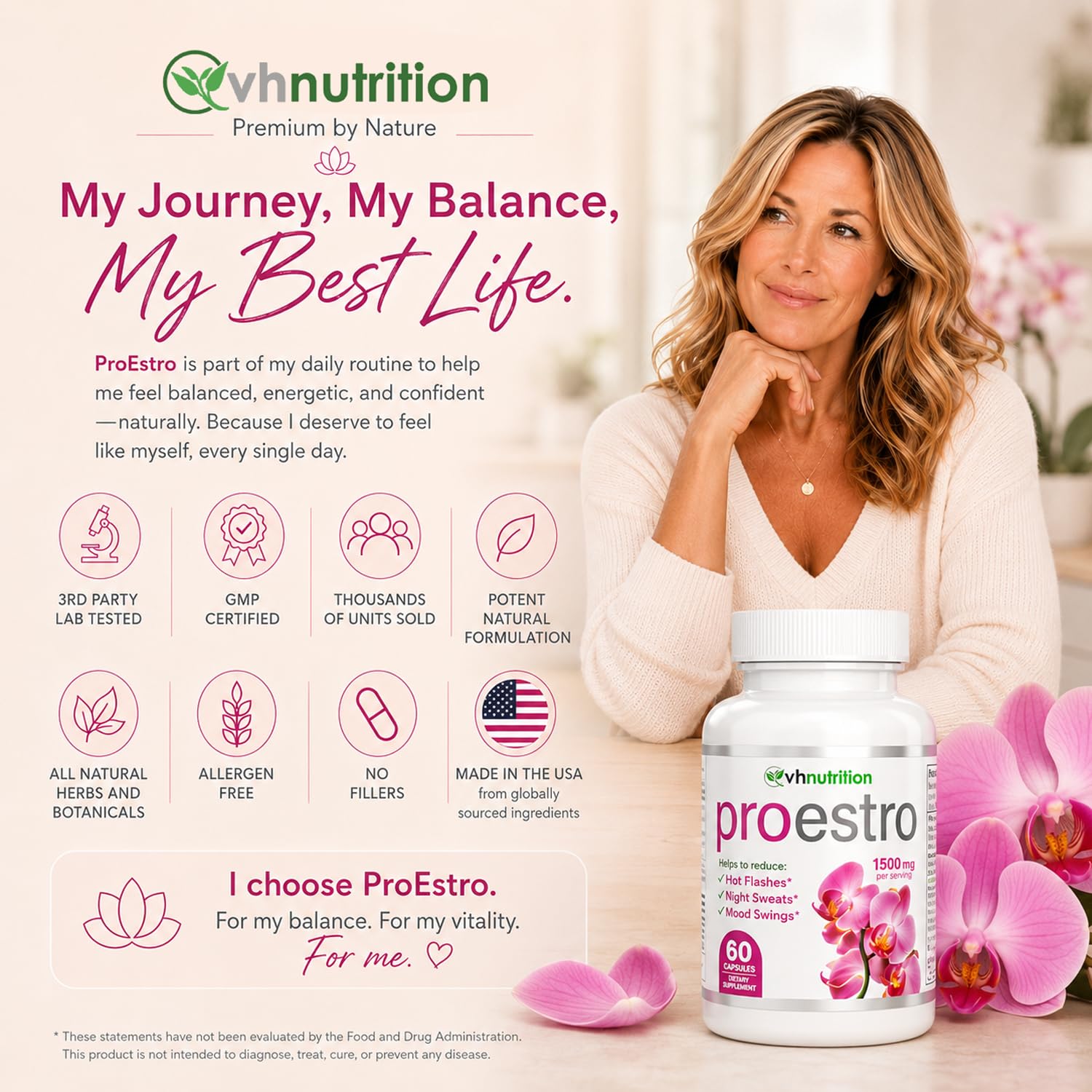 VH Nutrition PROESTRO | Estrogen Support* Supplement for Women | Extra Strength Hormone Balance* for Her | 60 Capsules in Easy to Swallow Pills — Amazon image 7