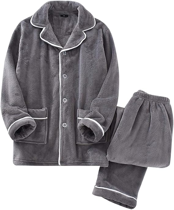Amazon パジャマ 上下セット 前開き 衿付き ポケット付き 長袖 長ズボン フランネル あったか ふんわり 厚手 冬用 ルームウェア 部屋着 パジャマ 通販