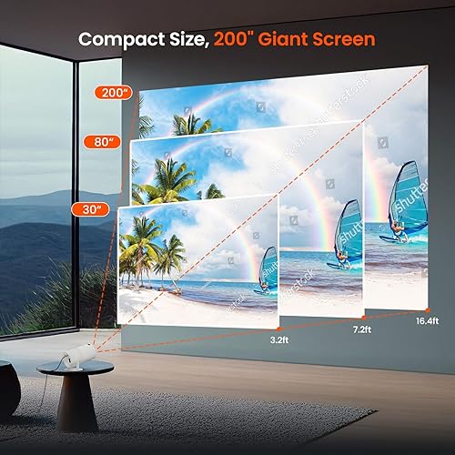 Miniatura 8 de Bluetooth bidireccional 5.2 Mini proyector portátil 4K 1080P proyección compatible, proyector inteligente Tecaki con soporte giratorio de 180,