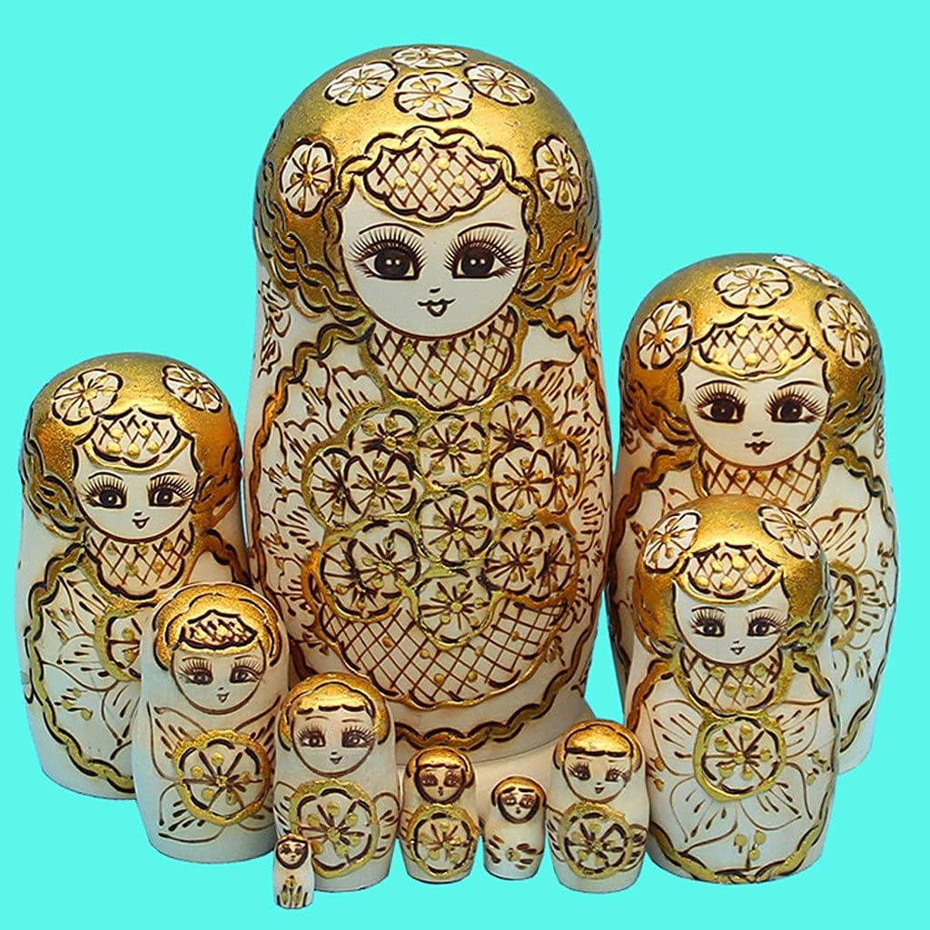 Matryoshka Russian Nesting Dolls 10-Piece Mat Matryoshka Wooden Matryoshka Christmas Mother's Day Birthday Home Furnishing Room Decoration Christmas Wish Gift