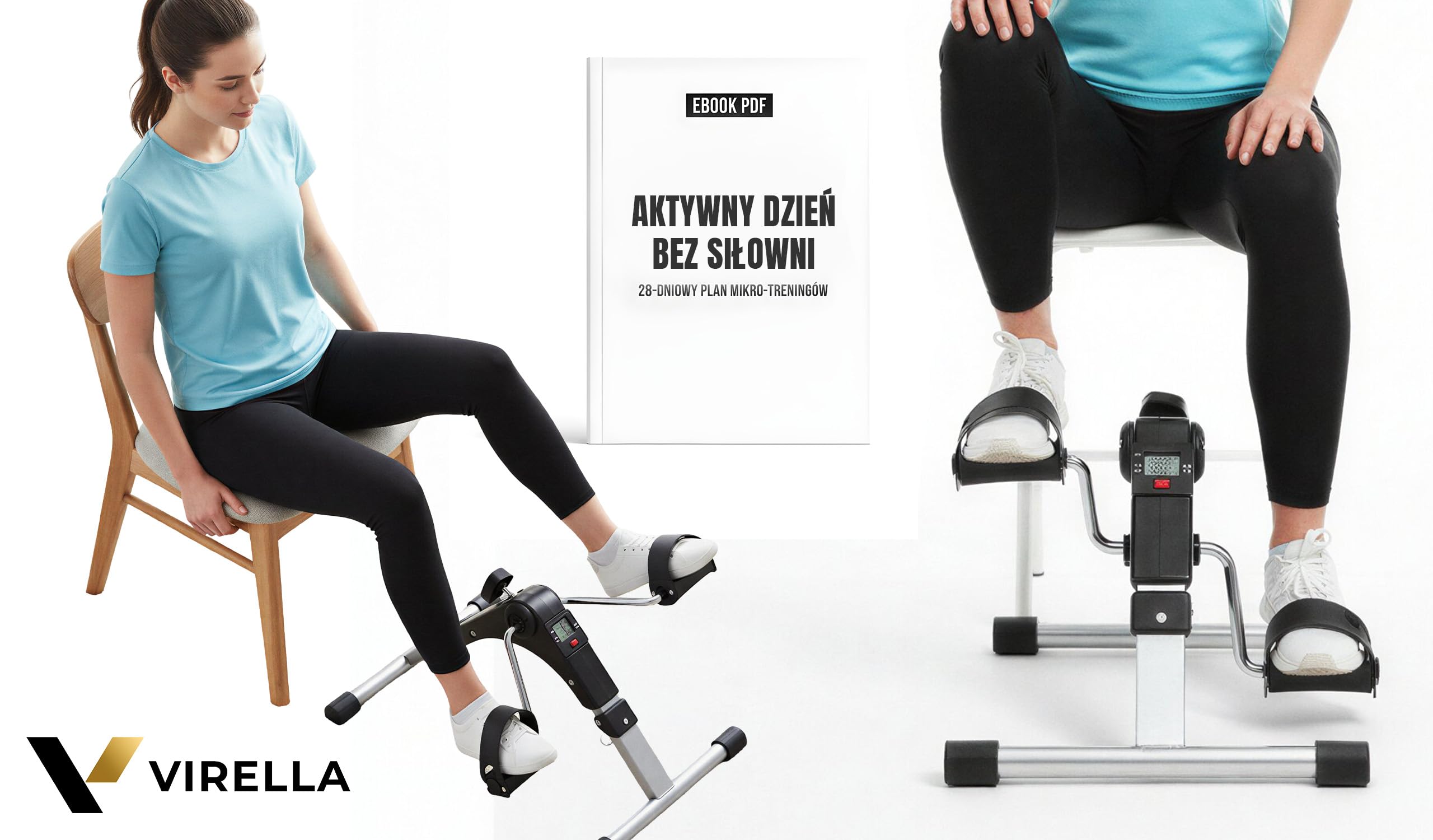 Virella Mini rower treningowy przenośny ćwiczący siłownia fitness noga ramię trening regulowany opór z wyświetlaczem LCD dla kobiet i mężczyzn