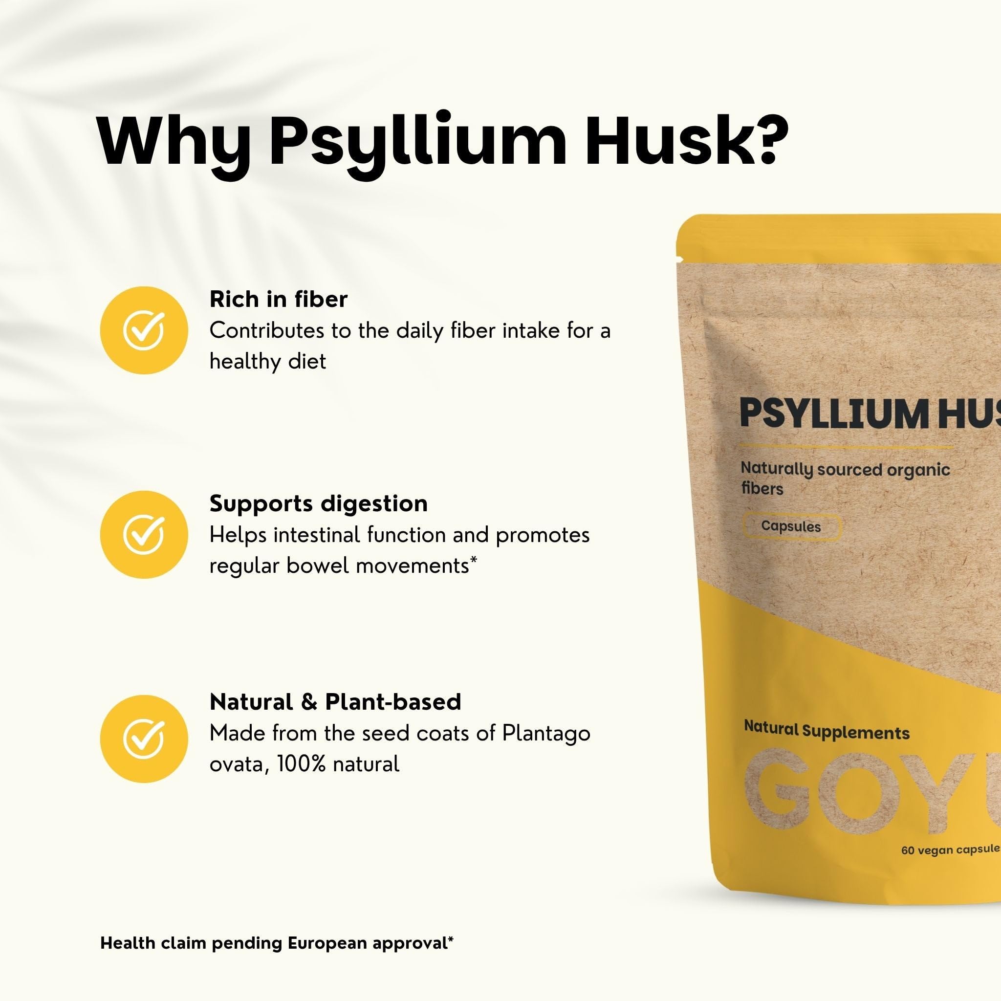 Flohsamenschalen (Psyllium Husk) Kapseln 500 mg Kombideal 4x 60 Capsules - Vezel - Faserergänzung - Kapseln - Vezel Flohsamen - Darmgesundheit - Vegan - Ohne