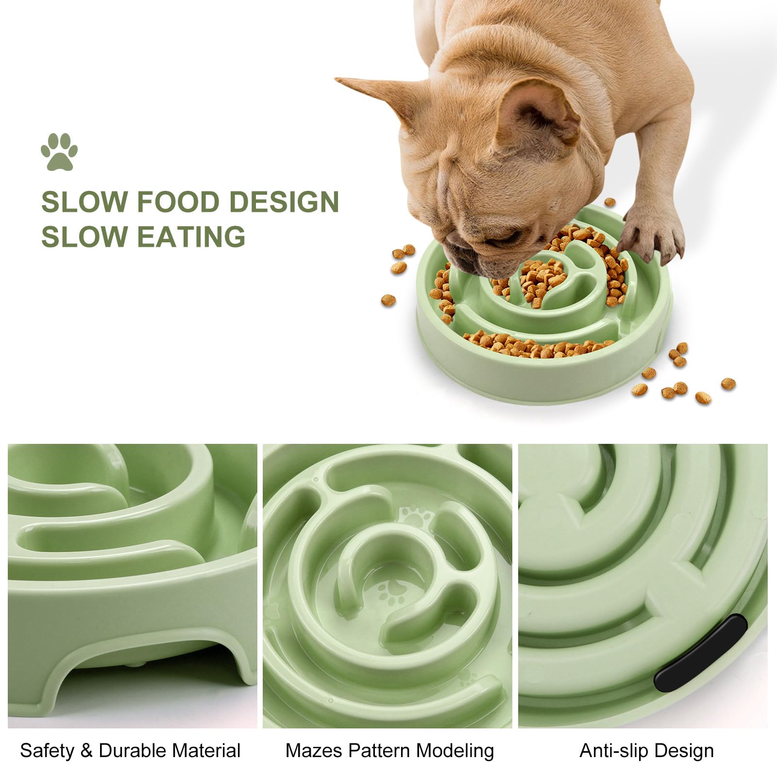 Slow Feeder Dog Bowls, Silicone Dog Bowl with Anti-Slip, Slow Feeder & Non-Slip Design, Boredom and Anxiety Reducer - Image 4