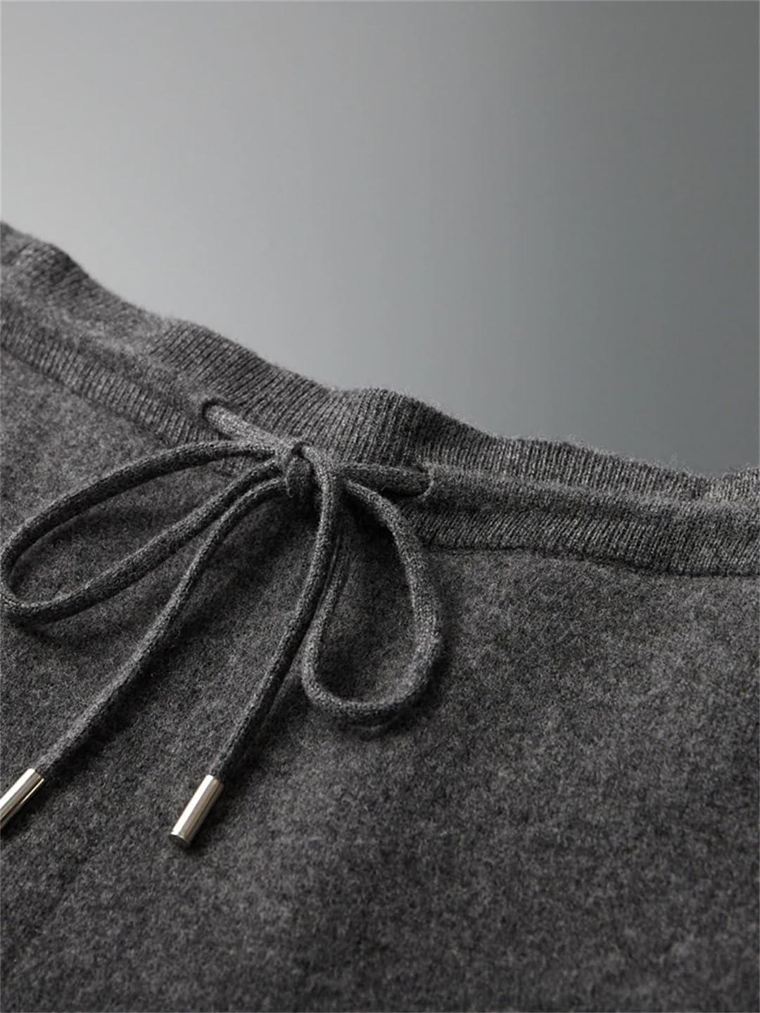 Men's Merino Wool Knitted Wide Leg Pants Jacquard Business Casual High Waist Trousers