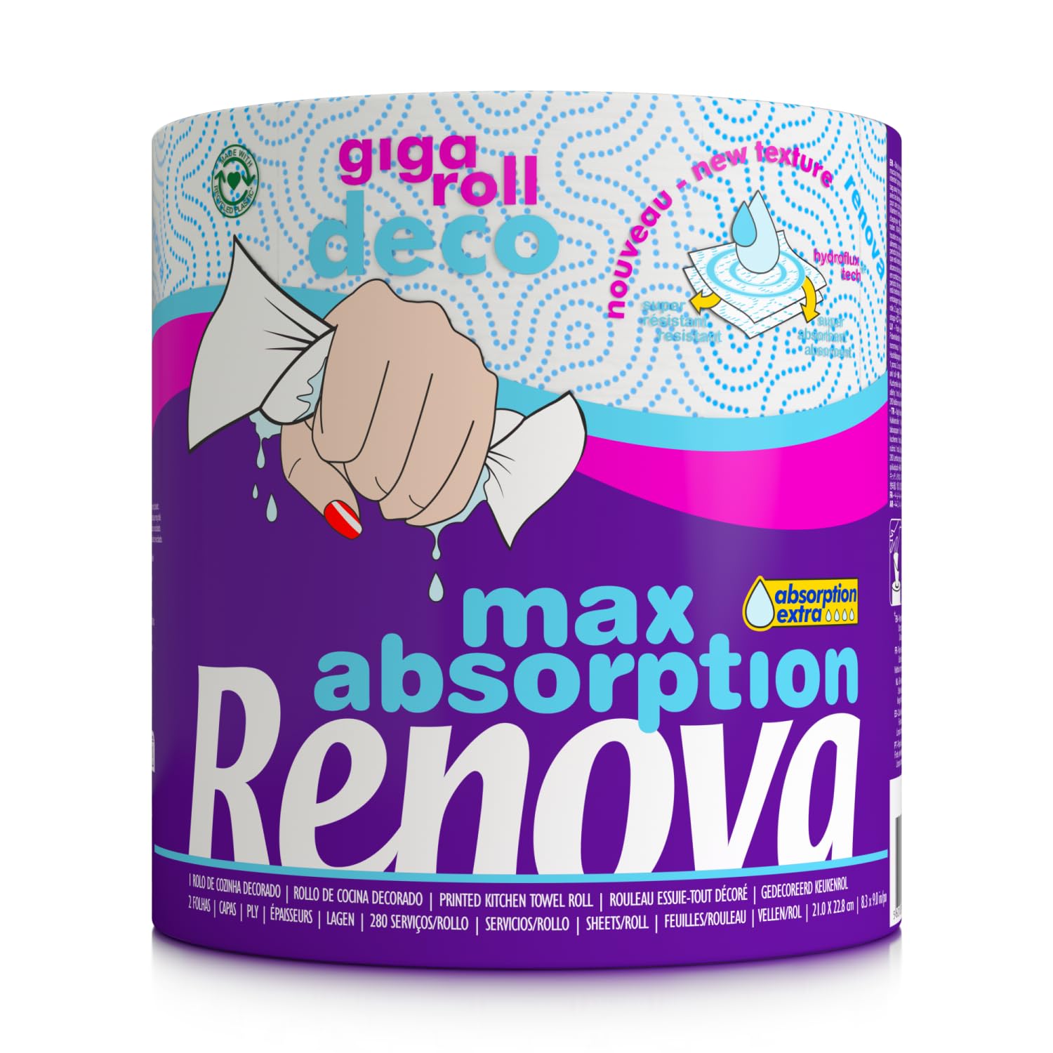 Renova Rollos de Cocina Gigarrollo Déco | 6 Gigarrollos de Cocina | Papel Blanco Decorado
