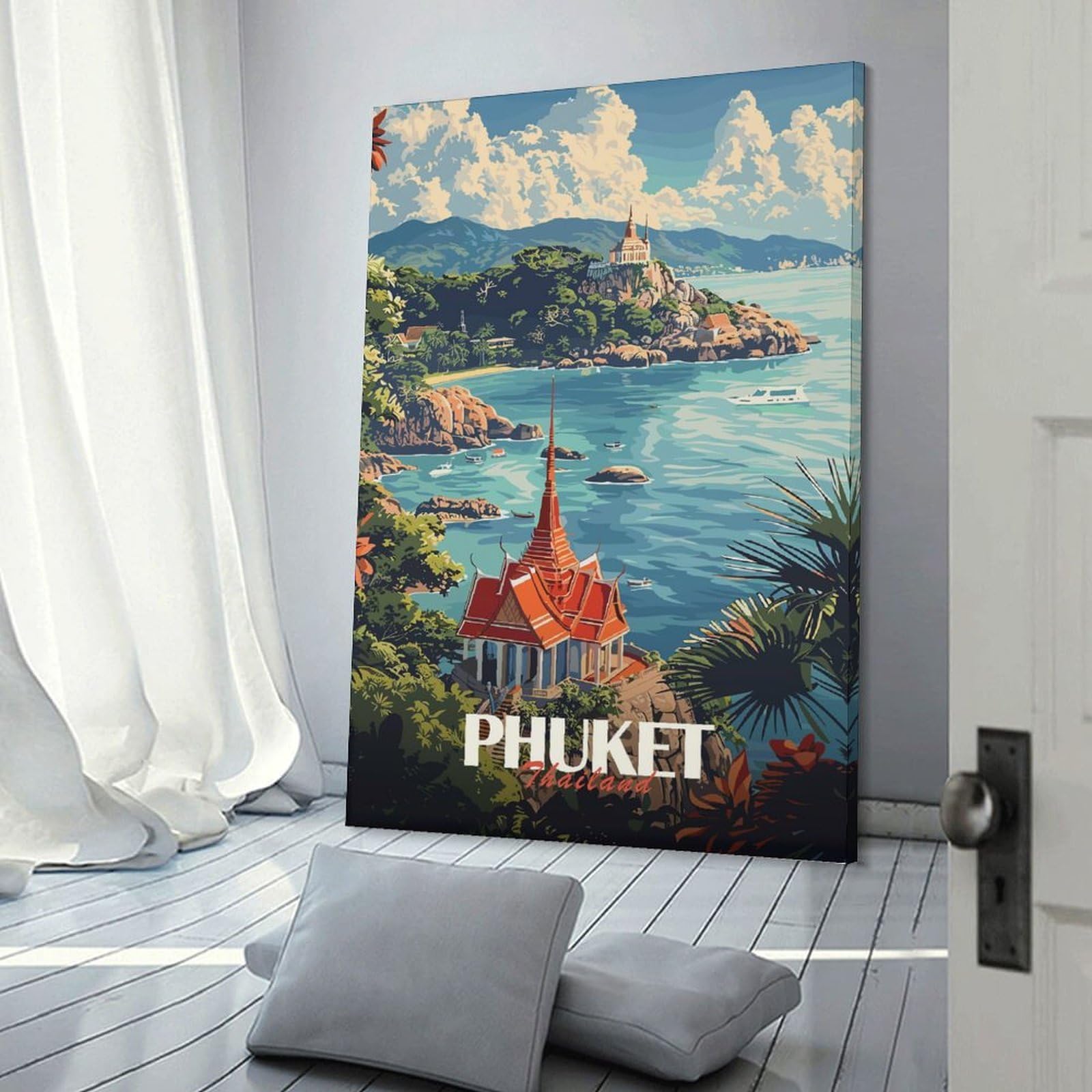 Junmoney Phuket Thailand Travel Home Decor Wall Art 24x36inch(60x90cm), for Restful Interiors, Bedrooms Or Small Rooms, A Warm Accent for Relaxed Interiors