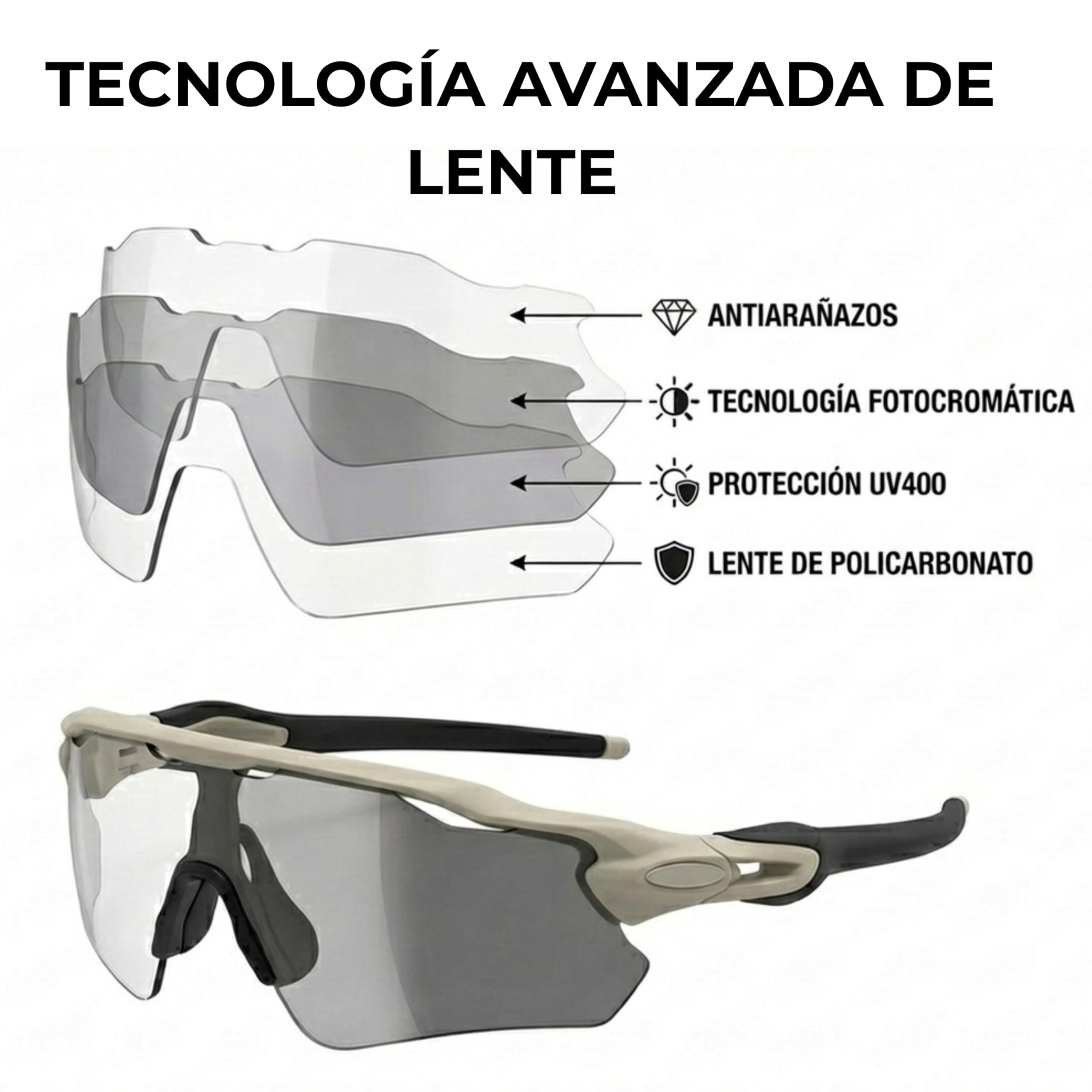 Gafas Ciclismo Fotocromaticas UV400 – Gafas Deportivas para Ciclismo Carretera, MTB y Gravel, Lente Adaptativa Antideslumbrante, Ultraligeras con Ajuste Cómodo, Gafas Ciclismo Hombre Mujer. Cat 2 — view 7