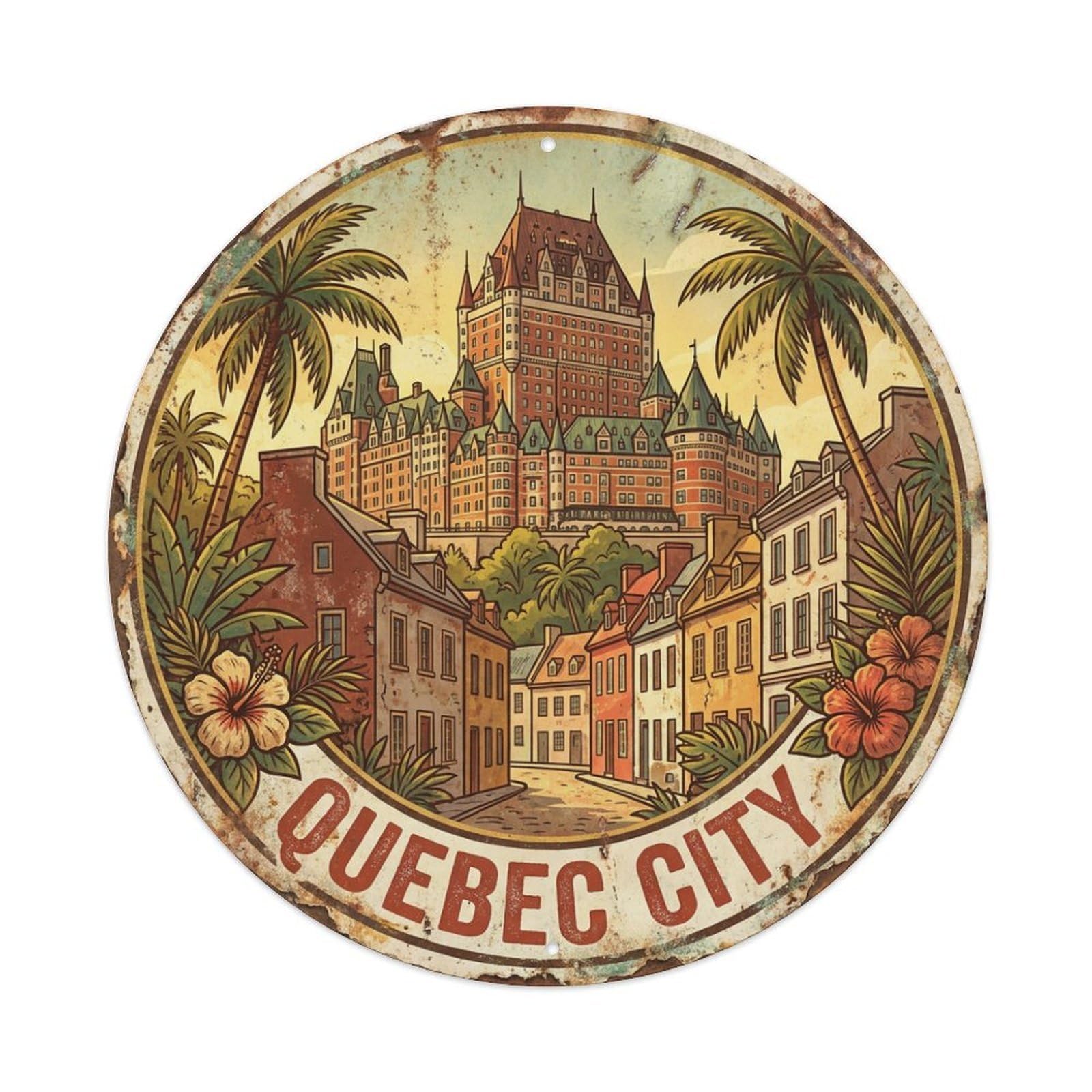 Travel Vintage Canada Quebec City Metal Tin Sign