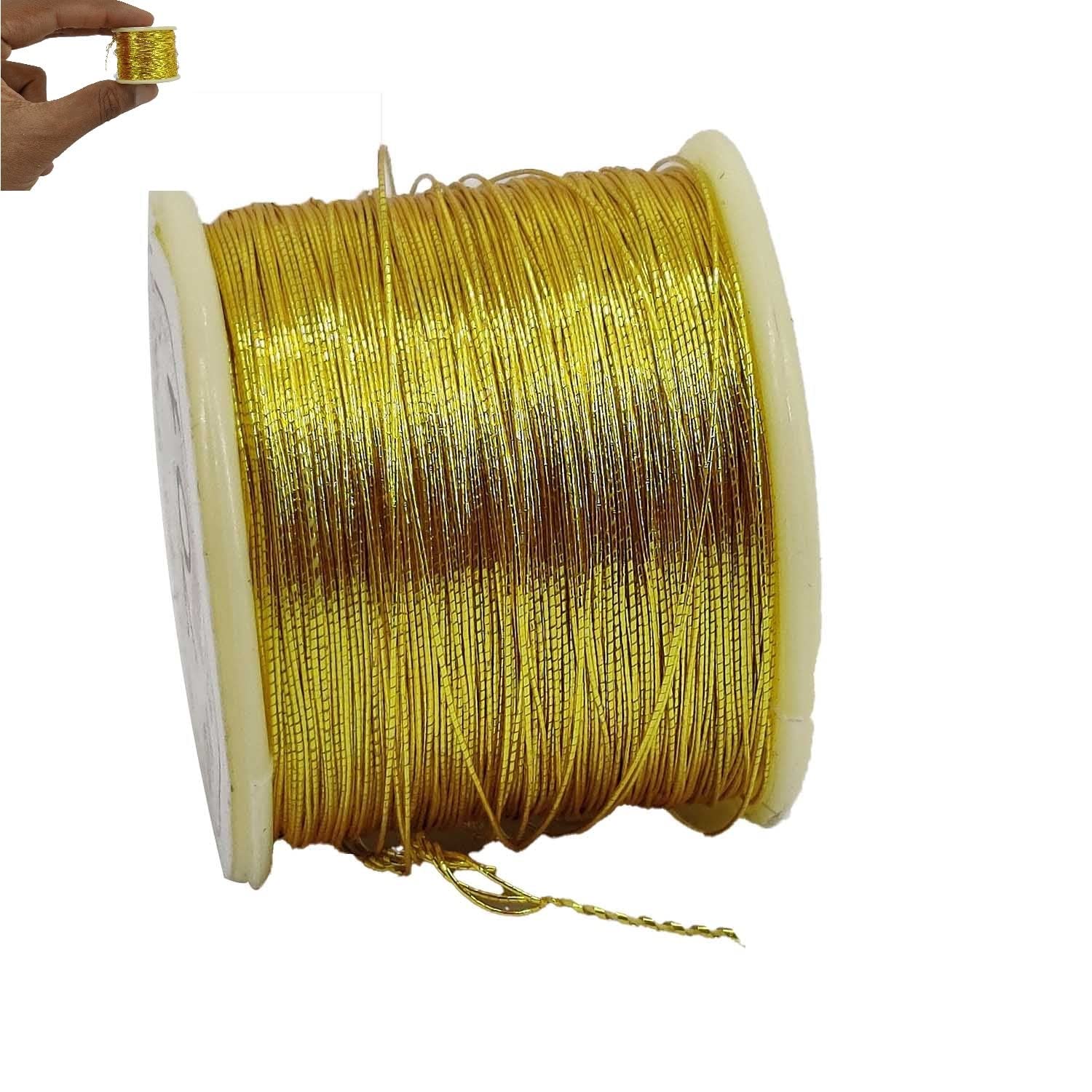 Zari Metallic Threads 0.1 MM (1 Roll) Gold Color for Aari Work Sewing Embroidery Garment Needlework Crafts