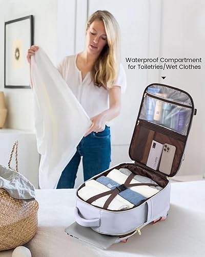 Miniatura 8 de LOVEVOOK Mochila de mano aprobada por vuelo, mochila de viaje para laptop de 35 litros para mujer, mochila grande con 3 cubos de embalaje.., Plata