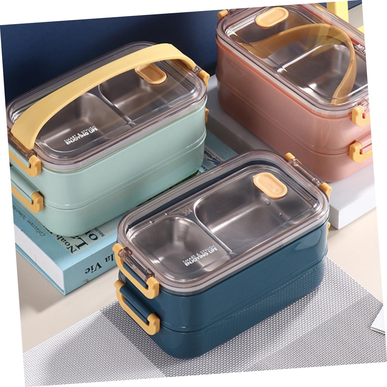 Boîte Lunch Isolée Acier Inoxydable Double Couches avec Compartiments Boîte de Rangement Repas Portable pour École Bureau et Pique- et Pratique