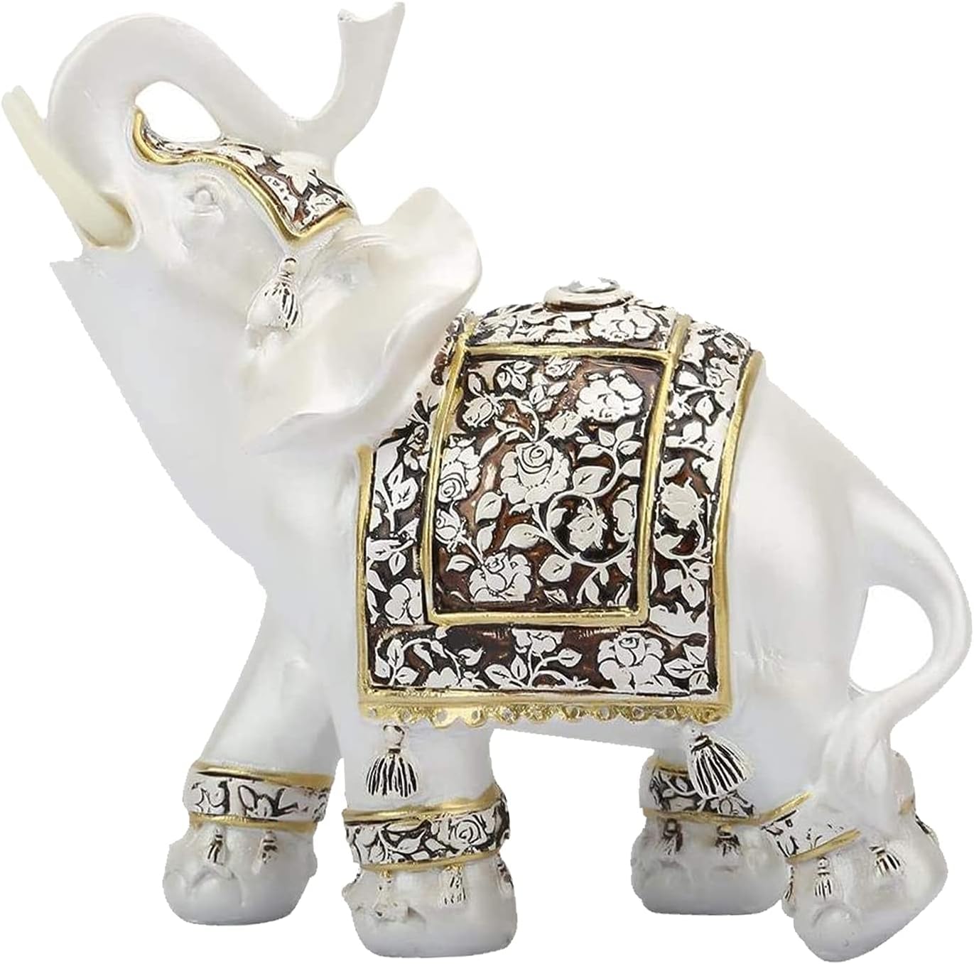 CHENJIEUS 6.7inch Polyresin Elephant Statue Sculpture Trunk