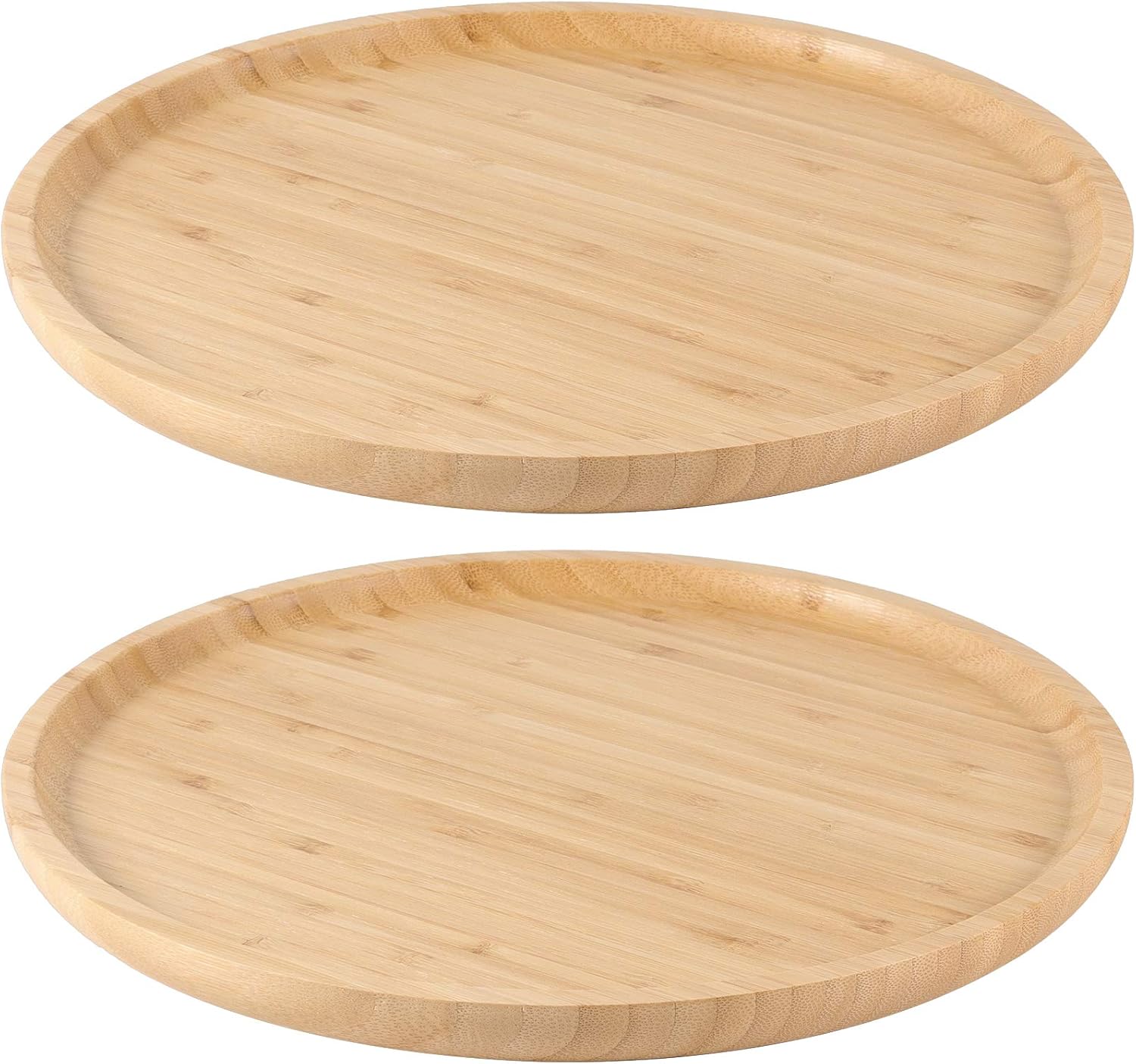 ZEONHAK 2 Pack 12 Inches Natural Bamboo Plant Saucer