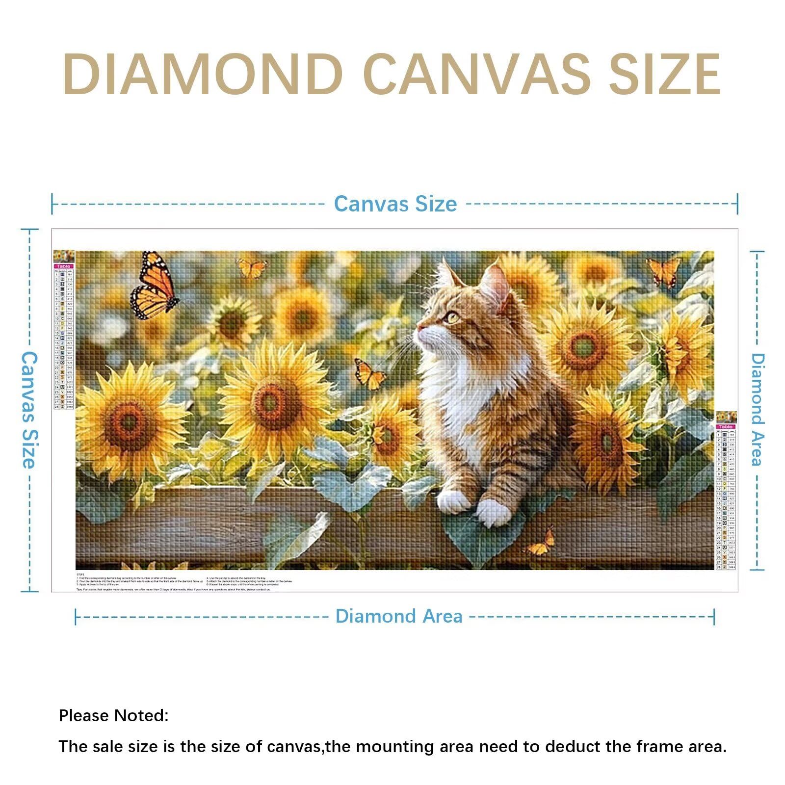 Diamond Painting Adultos Flor Pintura Diamante, Gato Diamond Painting 5D Completo, DIY Cuadrado Cristal Bordado Punto de Cruz Cuadros de Diamantes para Decoracion Hogar, Regalo Mujer 160x80cm 0J-812