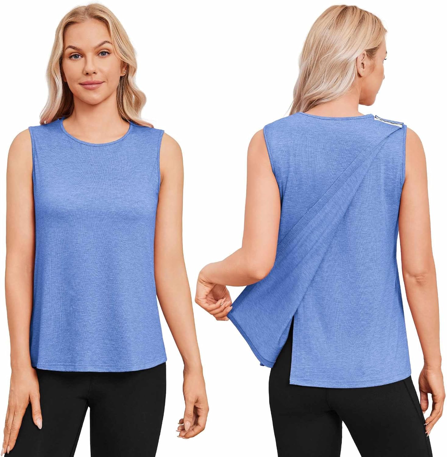 Deyeek Post Surgery Shirts for Women Shoulder Snap Tear Away Open Back Hospital Tank Tops Sleeveless Adaptive Clothing