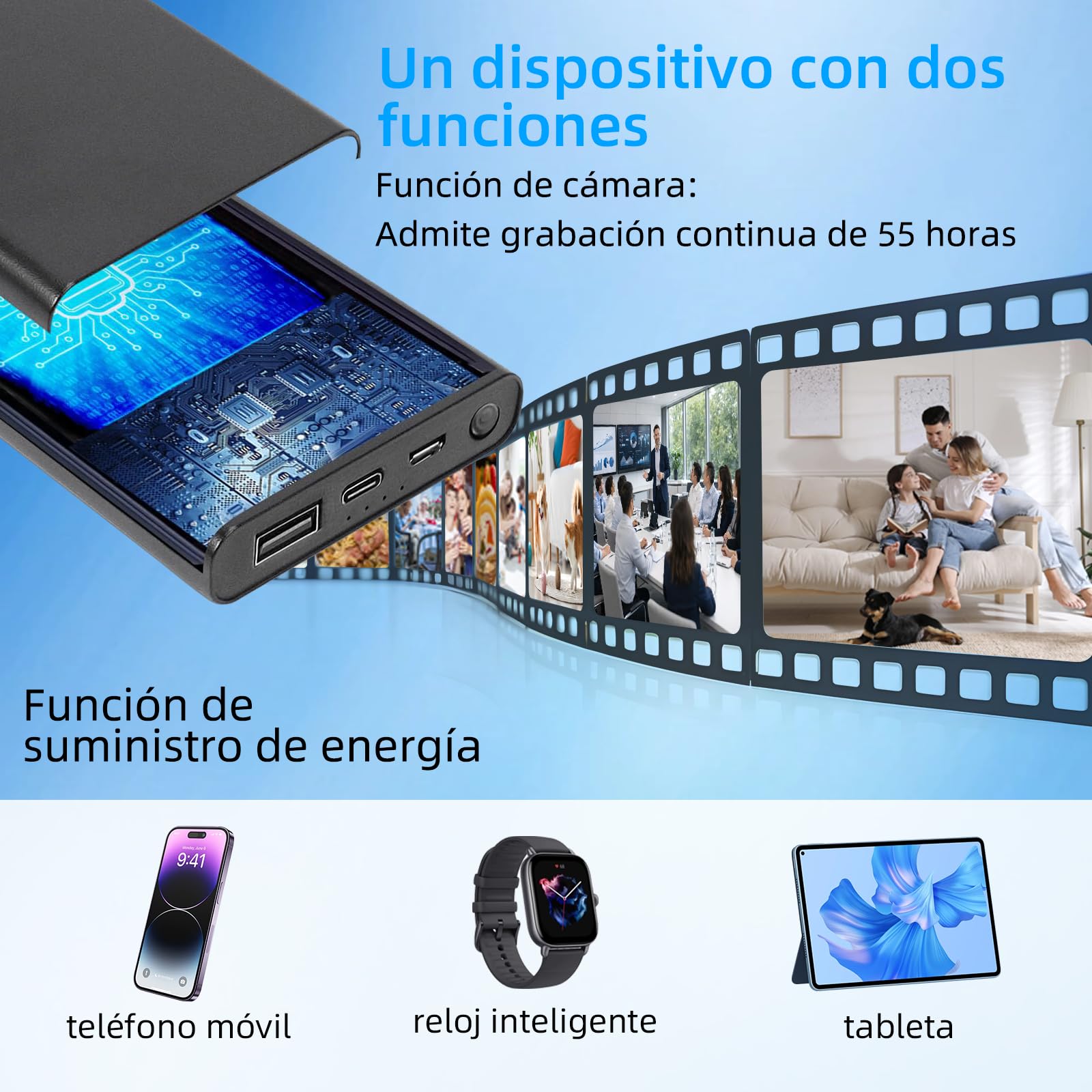 Mini cámara, cámara espía oculta, cámara niñera en alta definición 1080P,con función de detección de movimiento,apta para la vigilancia de seguridad en interiores,oficinas y otros lugares,sin Wi-Fi.