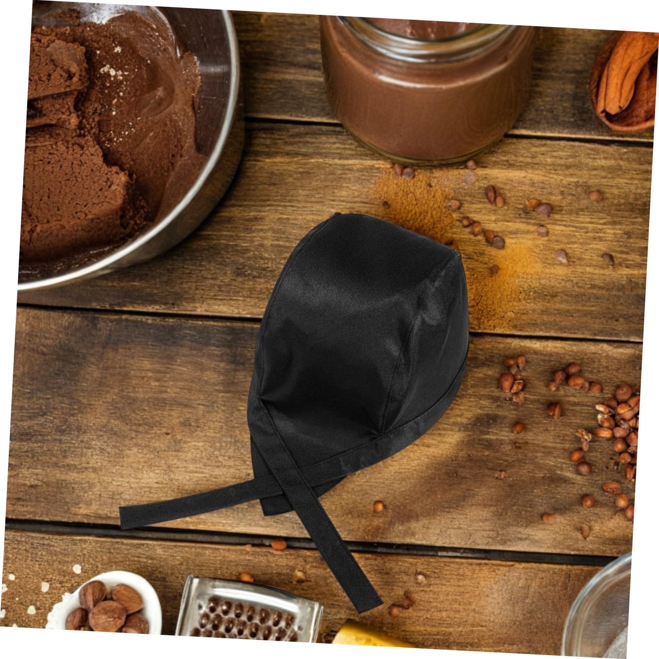 Cappello Chef Turbante da Cucina Nero 3 Pezzi in Stoffa | Ristorante e Catering, Design Semplice, Comodo da Indossare, Adatto a Donne e Panettieri