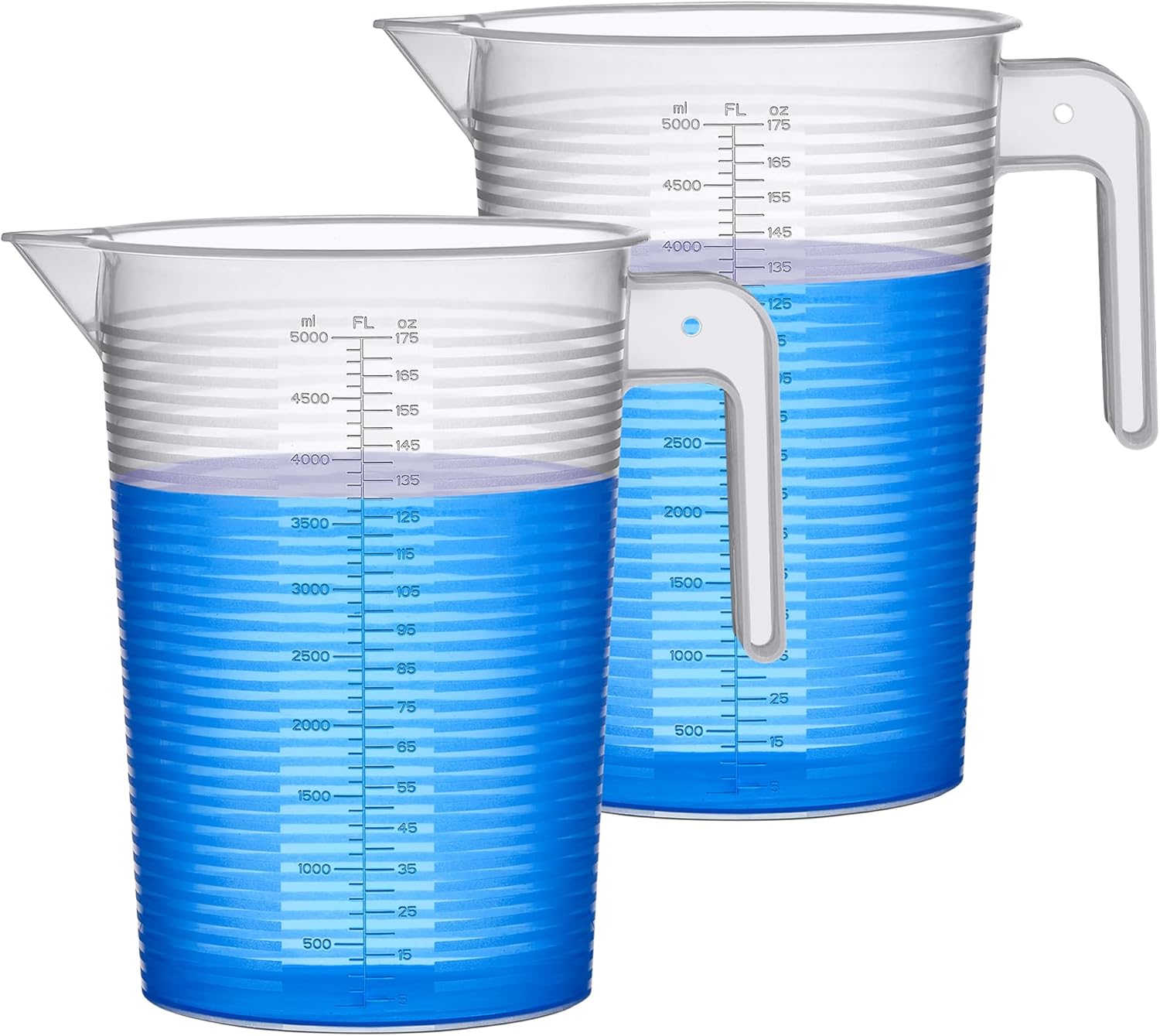 Amazing Abby Michelle 1-Gallon Unbreakable Plastic Measuring Pitcher (2-Pack) - Food-Grade, Dishwasher-Safe Jug with Clear oz/ml Markings for Kitchen, Lawn & Pool