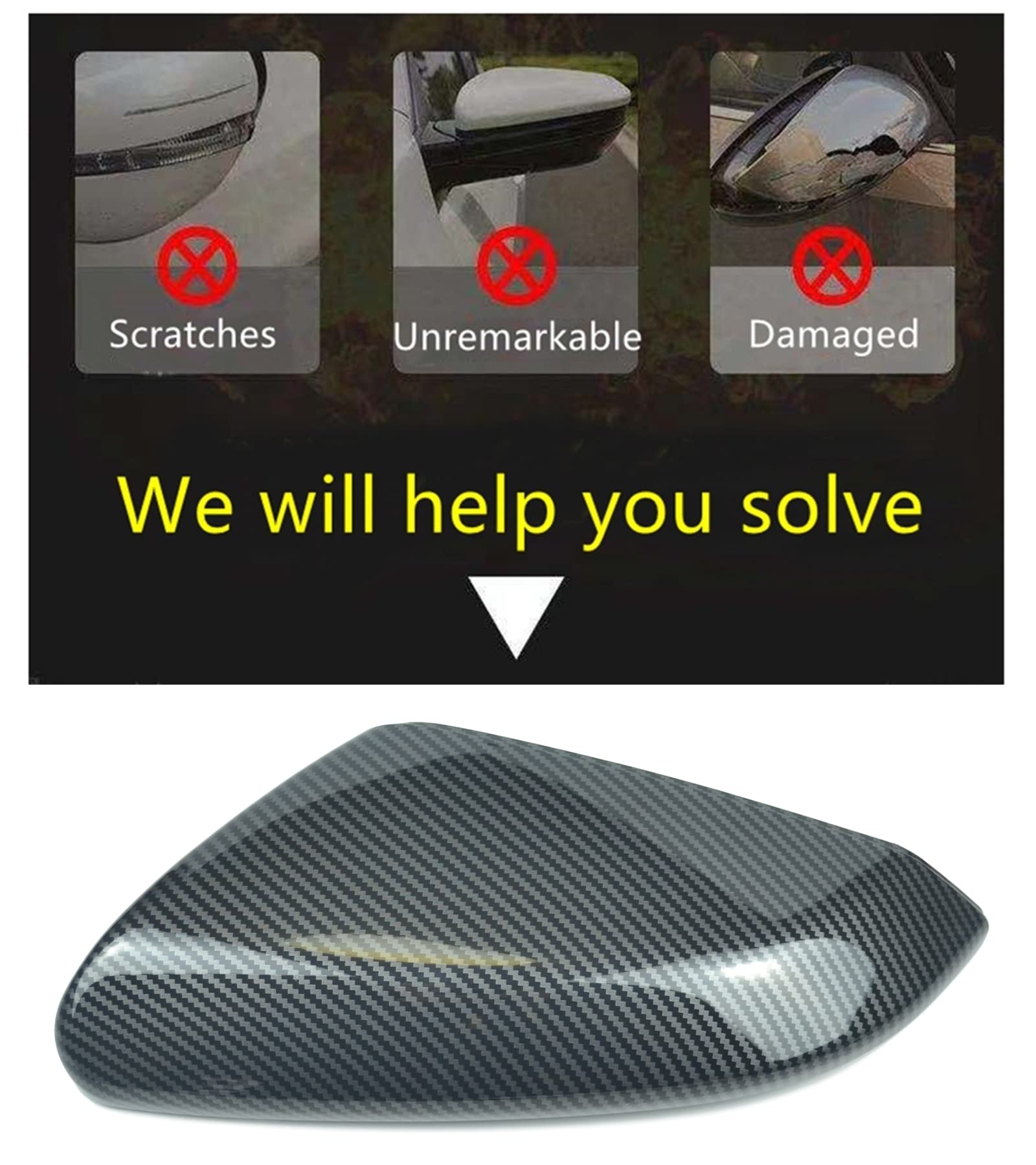 1Pair Side Mirror Cover Cap Housing Replacement for Honda 10th Gen Civic 2016-2021 Carbon Fiber - Direct Replacement