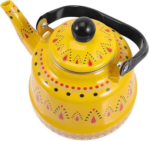 Yardwe Tetera esmaltada para estufa tetera para verter sobre café tetera suelta de porcelana esmaltada tetera para servir té hervidor de agua para