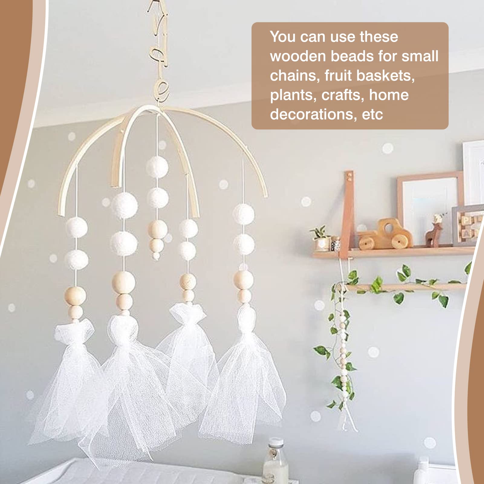 1050 Perline Legno + Corda Macramè 15m - Per Braccialetti Fai Da Te, Decorazioni Creative - Foto 4