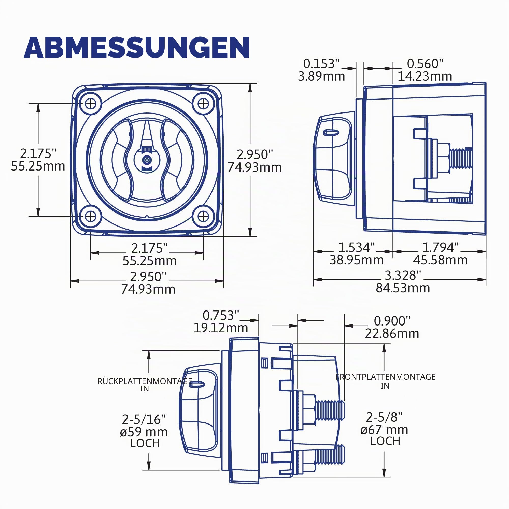 Blue Sea Systems Batterieschalter, 300 A, m-Serie