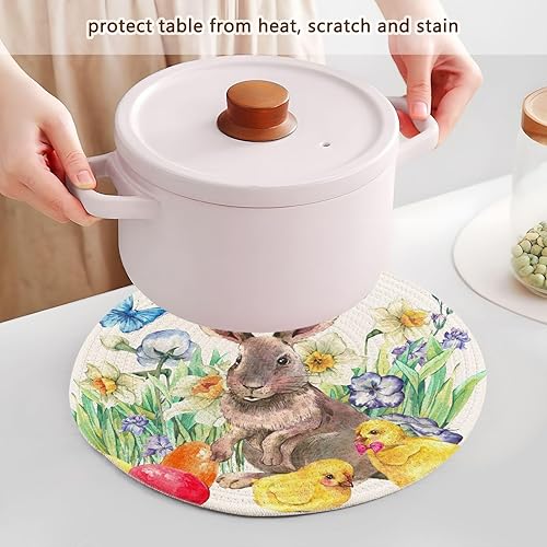 Miniatura 5 de 3 salvamanteles para ollas y sartenes calientes de 15 pulgadas, tejido de hilo de algodón, posavasos grandes de algodón para tetera, campista,