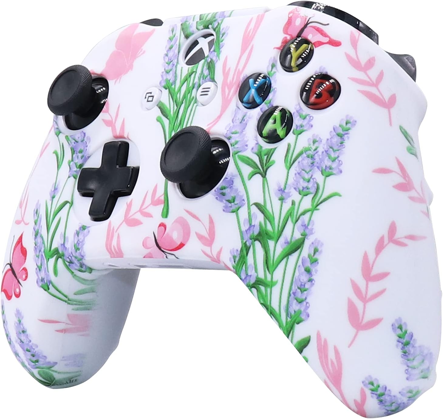 RALAN Pink Controller Skins for Xbox One, Silicone Controller Cover Skin Protector Compatible for Xbox Ones Controller (Pink Pro Thumb Grip x 2,Cat + Skull Cap &Cover Grip x 2) Blue Butterfly Pink - Image 7