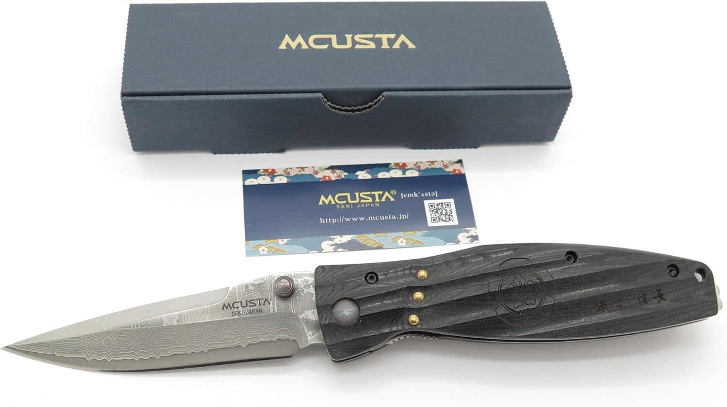 Mcusta Seki Japan Nobunaga MC-181D Micarta and VG-10 Damascus Folder Folding Knife