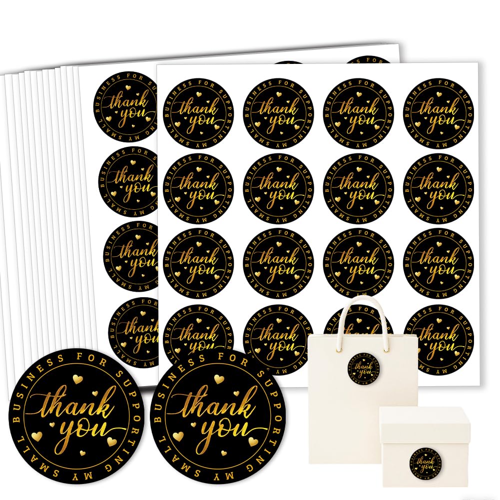 GOMAKERER 320 Pcs Thank You Stickers, 2 Inch Thank You for Supporting My Small Business Round Label Stickers Waterproof Self-Adhesive Packaging Sticker for Packaging, Gift Bags Boxes Orders โ image 1