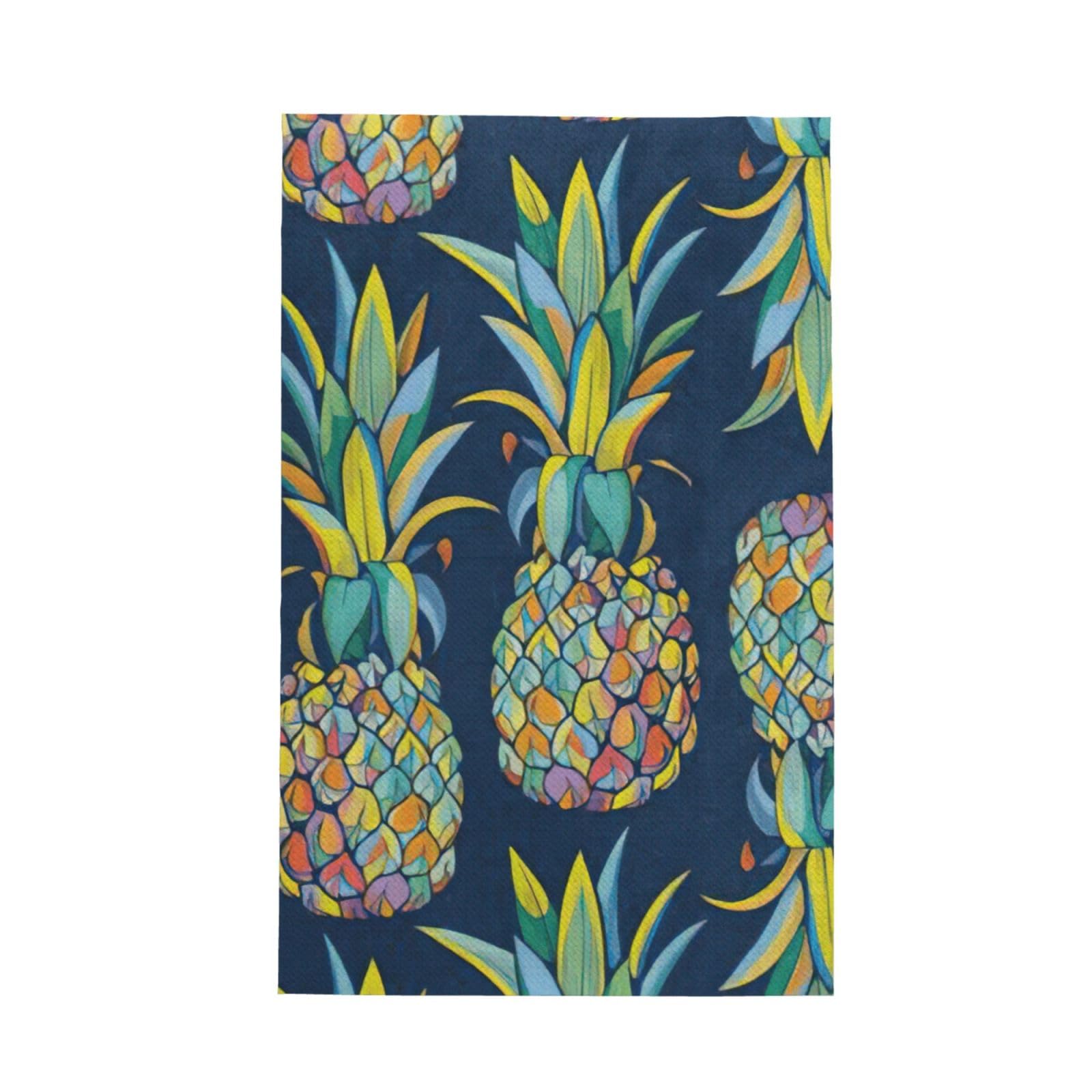 CKGODGF Fruit Pineapple Print Absorbent Waffle Dishcloths,Kitchen Towels With Hanging Loops,Tea Towels.
