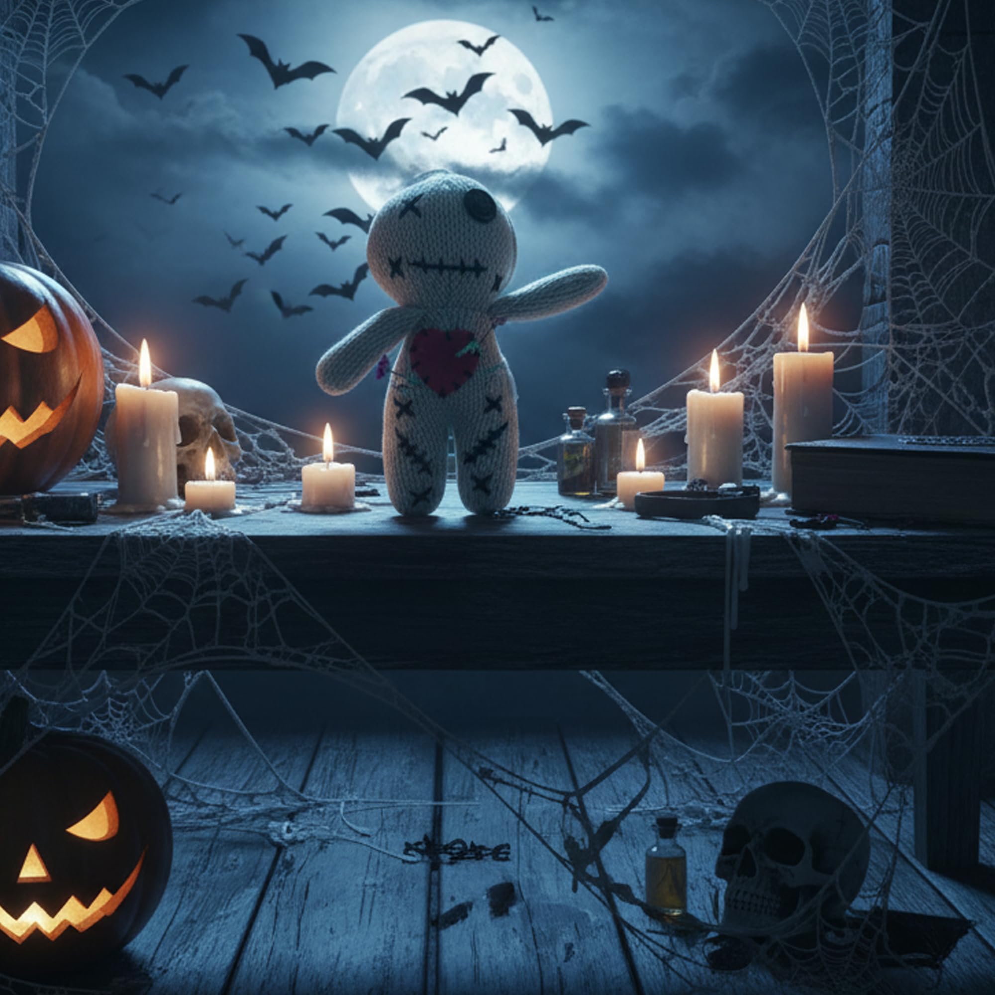 DKUUPEX Voodoo Doll with 18 Pins, Creepy Horror Plush Stress