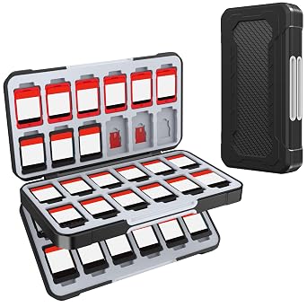 HEIYING Switch Game Case with 72 Card Slots for Switch 2 / Micro SD Cards | Portable Game Card Holder, Hard ABS Shell with Soft Silicone Lining, Dedicated Card Slots,Magnetic Closure for Easy Access