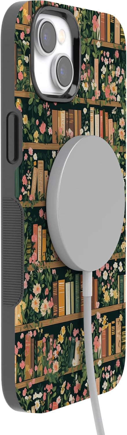 Casely iPhone 14 Plus Case | Book Nook | Floral Library | Bold Protective Design | Compatible with MagSafe