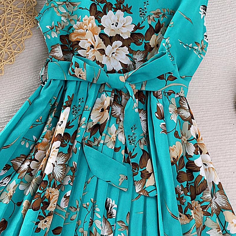 Girl Ruffle Sleeve Floral Dress Casual Pleated Casual A-line Swing Dresses3