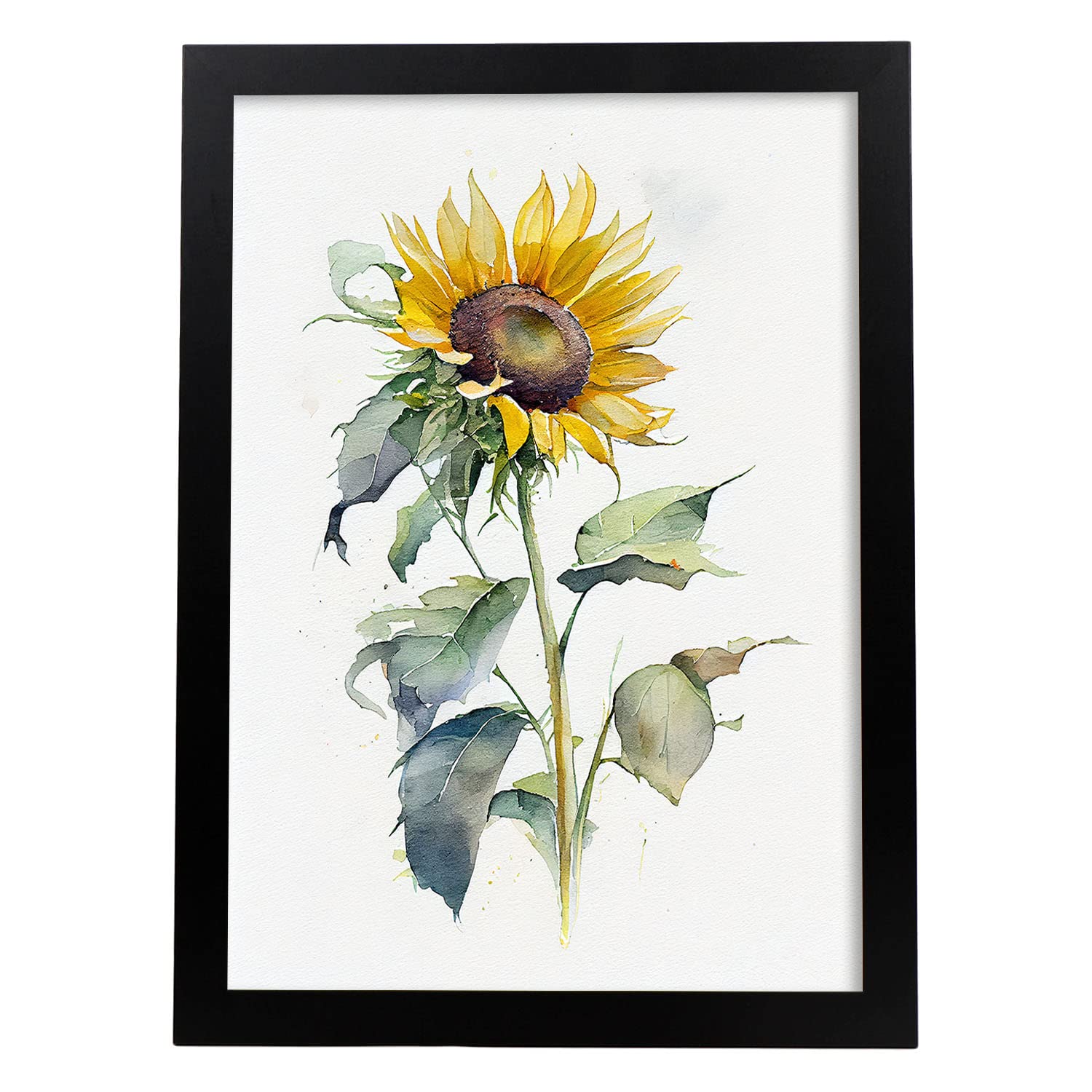 Nacnic Sunflower 2 Sunflower Poster In Watercolor Style Flower Plant Botanical Illustration White Background Wall Art Prints For Interior Design And Decoration. Model 2, Size A4