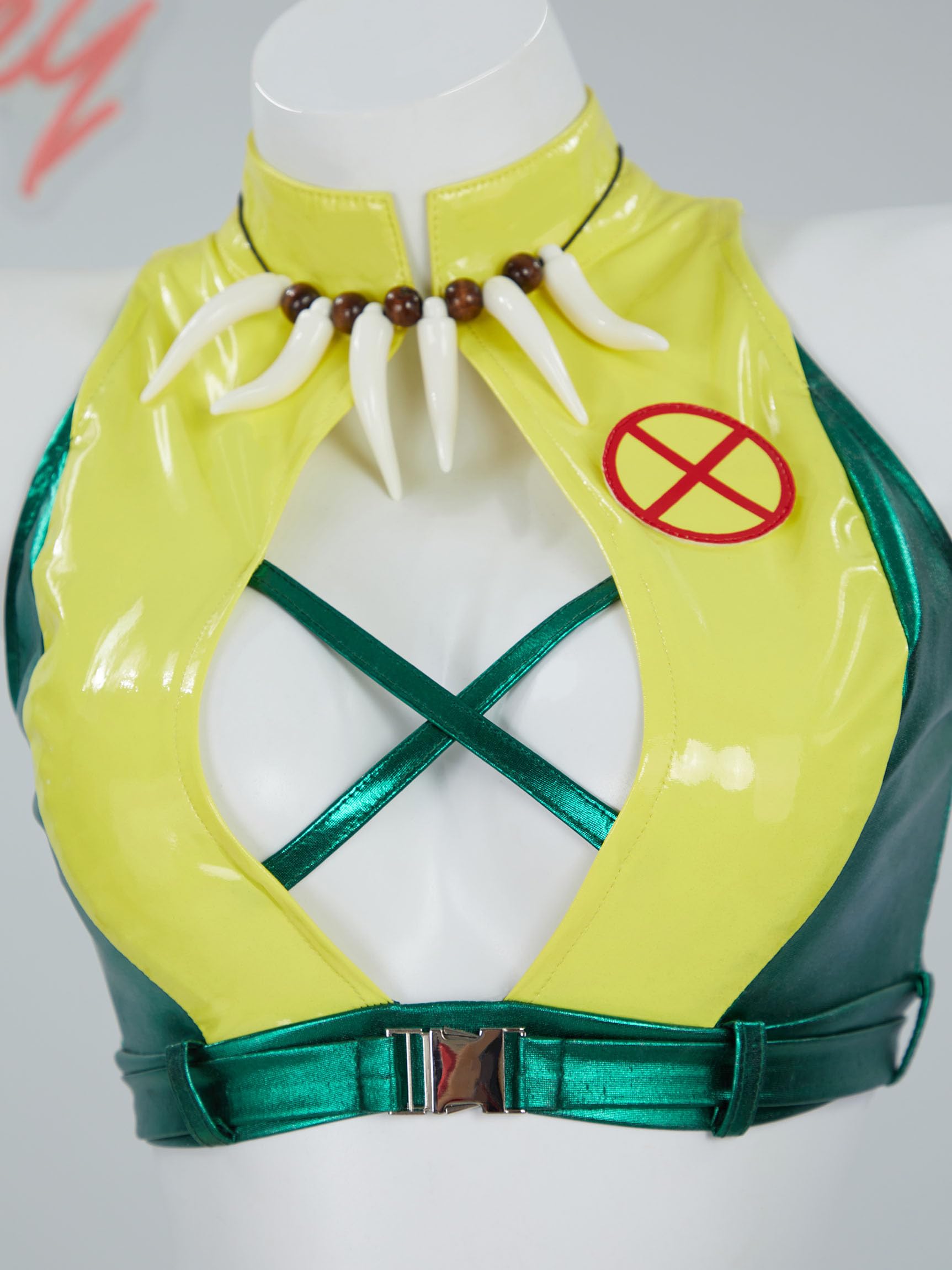 Mobbunny Movie Derivative Cosplay Costume Women Sexy Lingerie Set Cutout Top and Skirt with Headband Gloves Halloween: Large Green