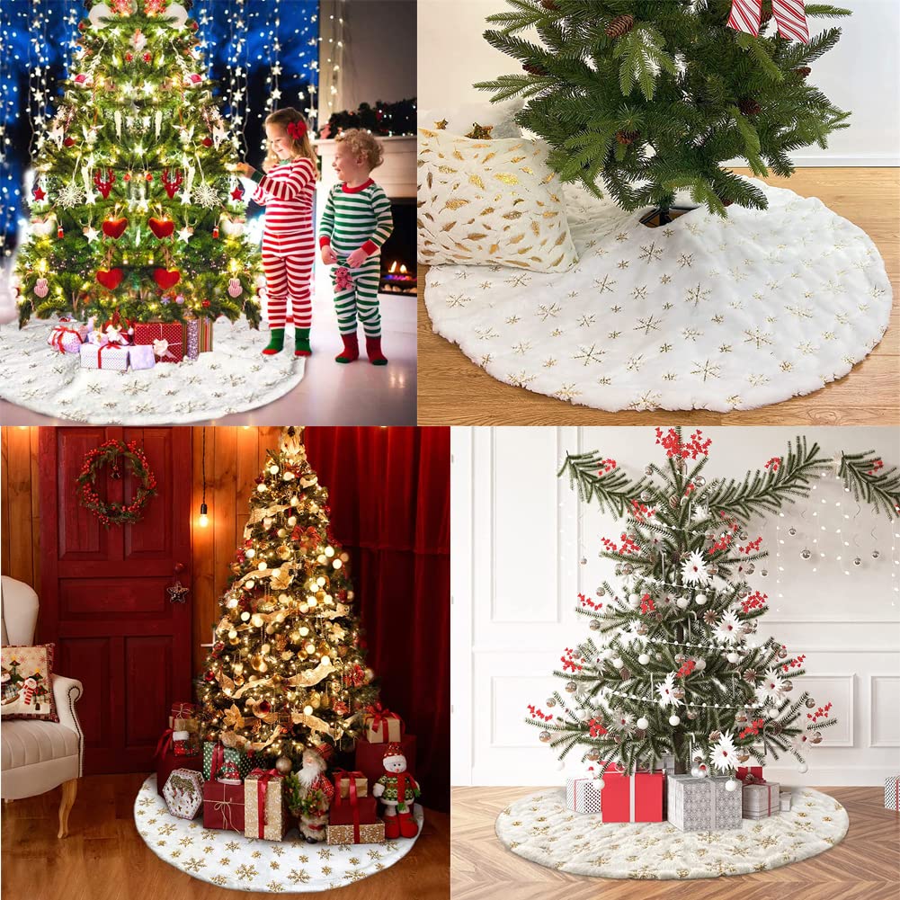 Jupe de sapin de Noël ronde de 120 cm - Grande fourrure - Support de sapin de Noël - Décoration de sapin de Noël