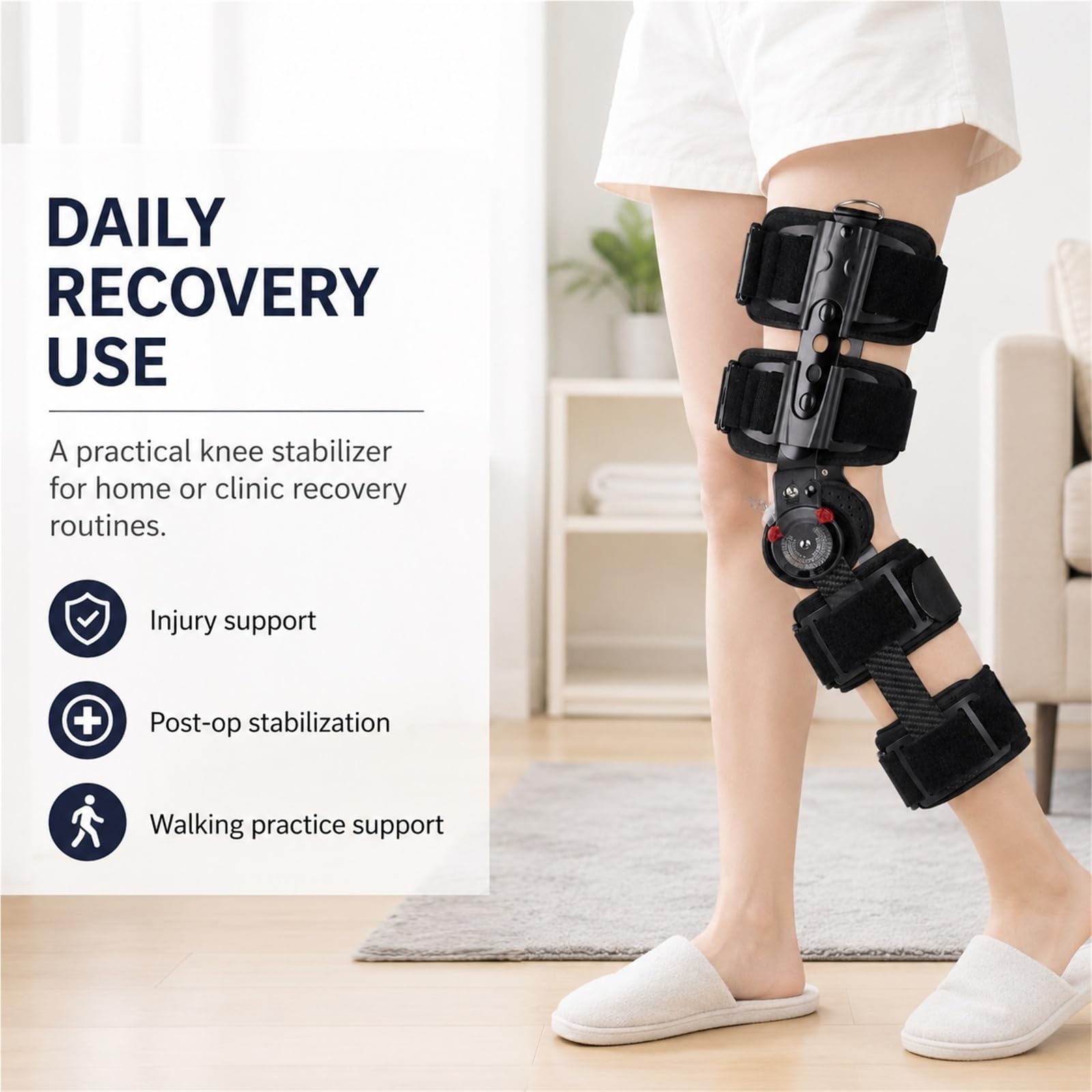 Rodillera Ortopédica Articulada ROM para Rehabilitación de Ligamentos ACL PCL y Menisco Estabilizador Postoperatorio Ajustable para Hombre y Mujer Talla
