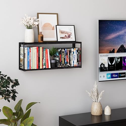 Miniatura 2 de Wallniture Roca Estantería de 24 x 6 pulgadas para decoración de sala de estar estantes flotantes negros de 2 niveles para dormitorio cocina