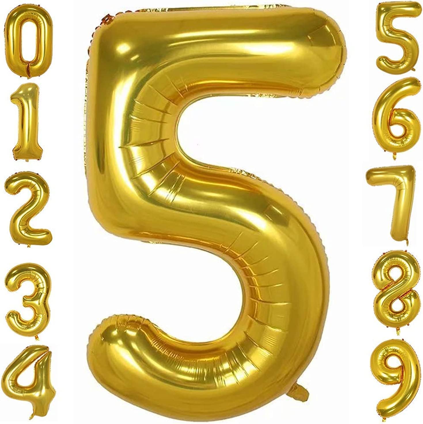 Gold Number Balloons 40Inch Helium Birthday Foil Mylar Digital For Engagement Wedding Bridal Shower Anniversary (5)