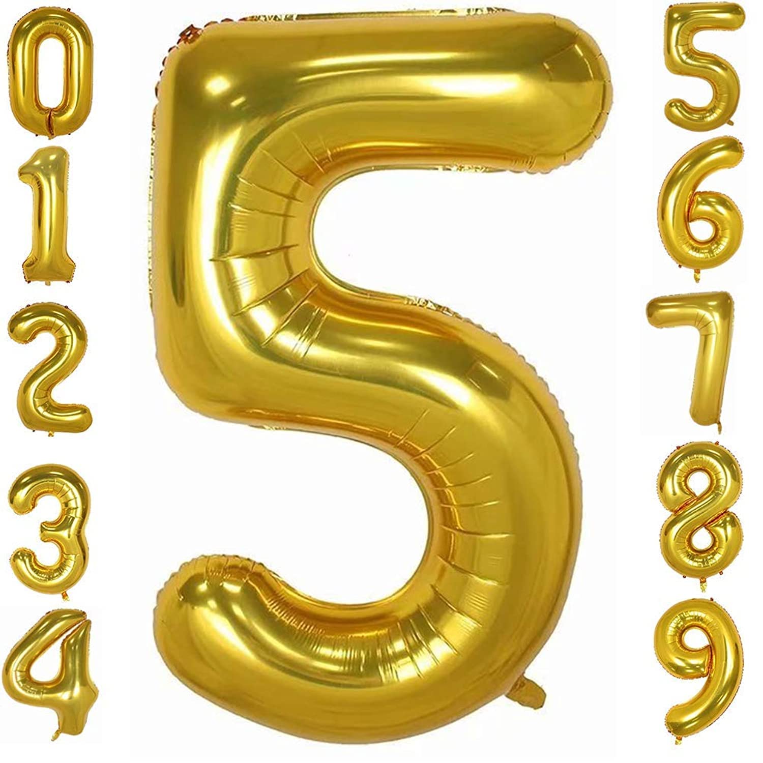 Gold Number Balloons 40Inch Helium Birthday Foil Mylar Digital For Engagement Wedding Bridal Shower Anniversary (5)