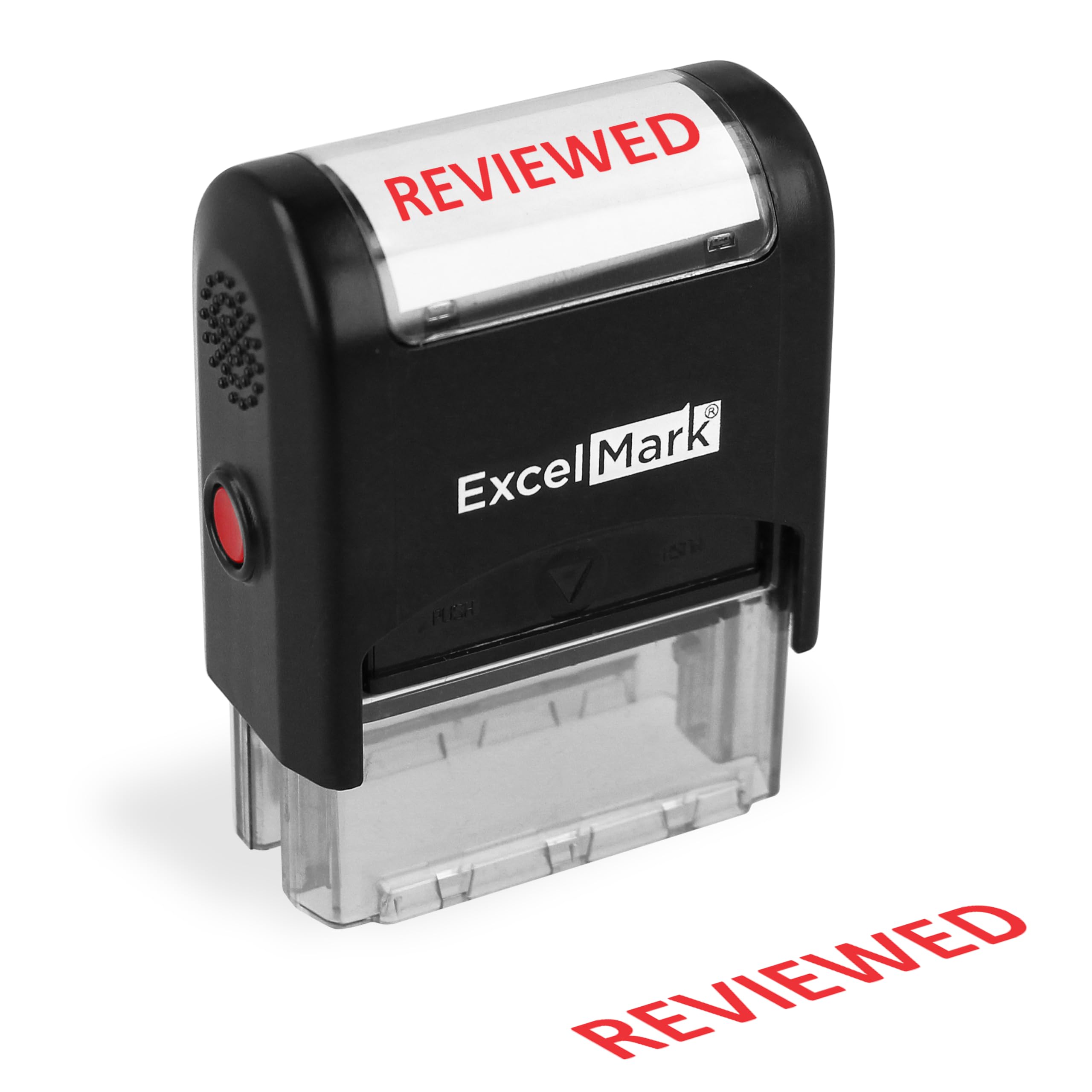 ExcelMark REVIEWED Self Inking Rubber Stamp - Red Ink ( A1539)